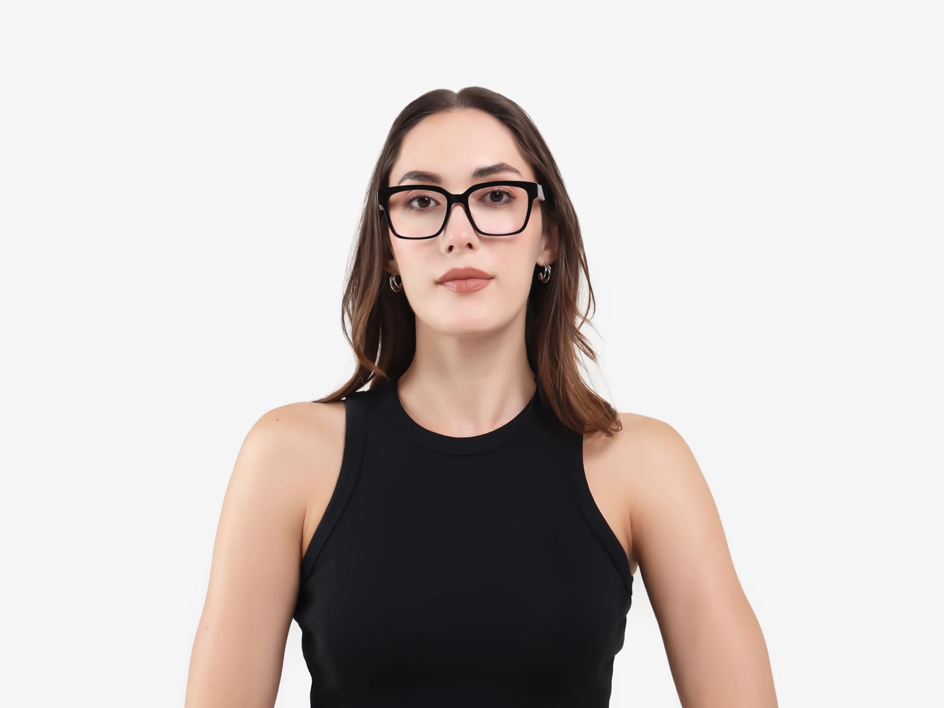 Black Square Acetate Full-Rim Glasses-1