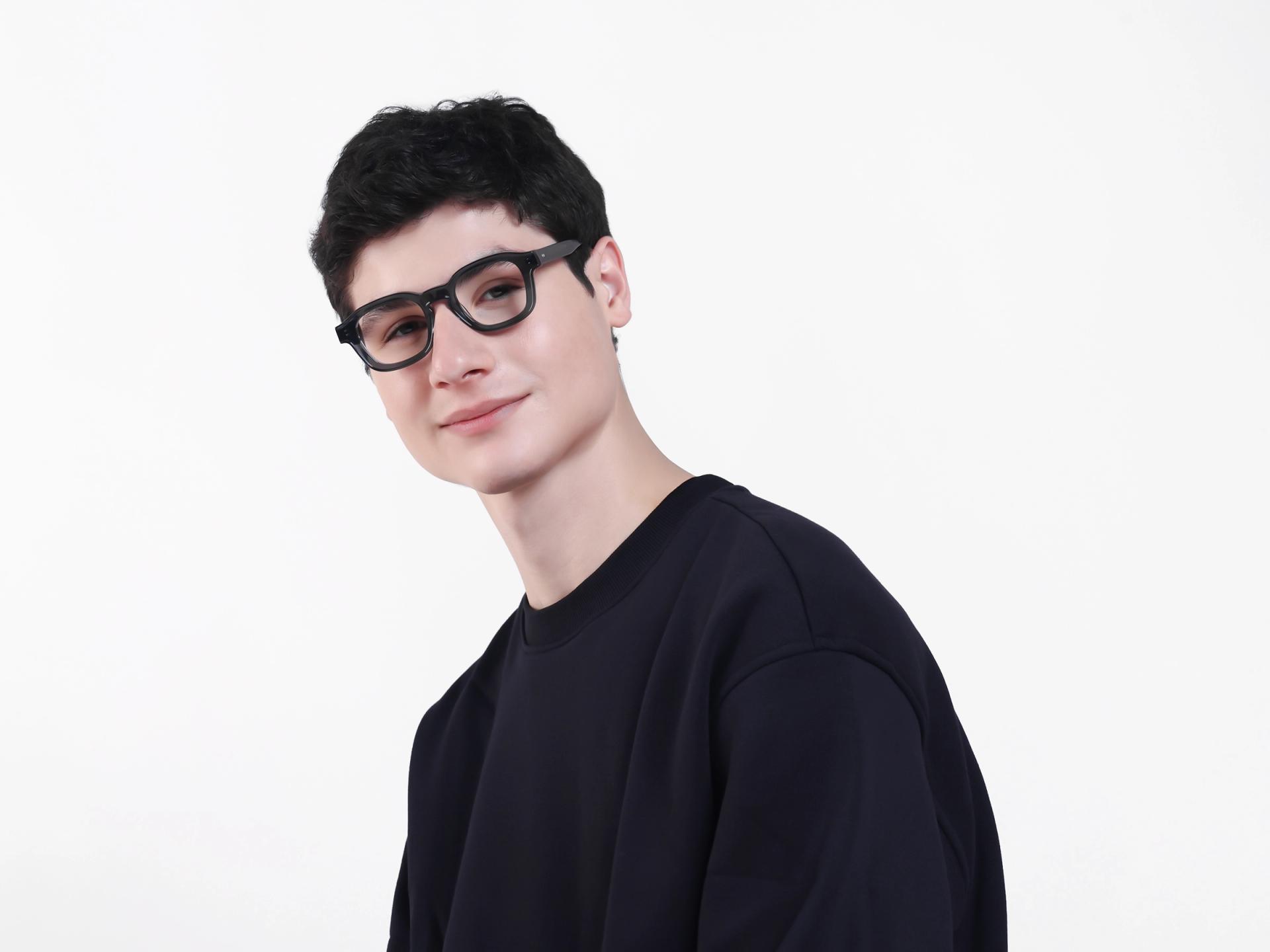 Steel Grey Square Full-Rim Acetate Glasses-1