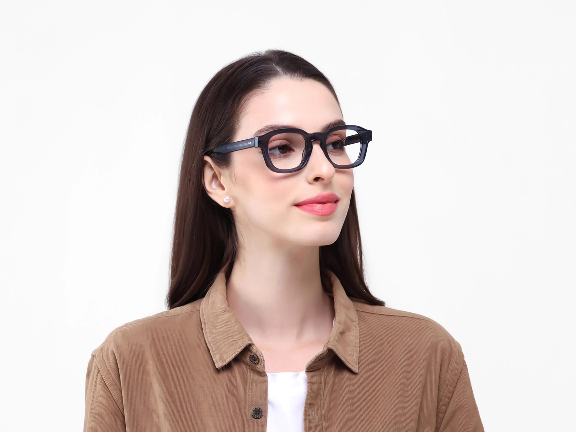 Steel Grey Square Full-Rim Acetate Glasses-1