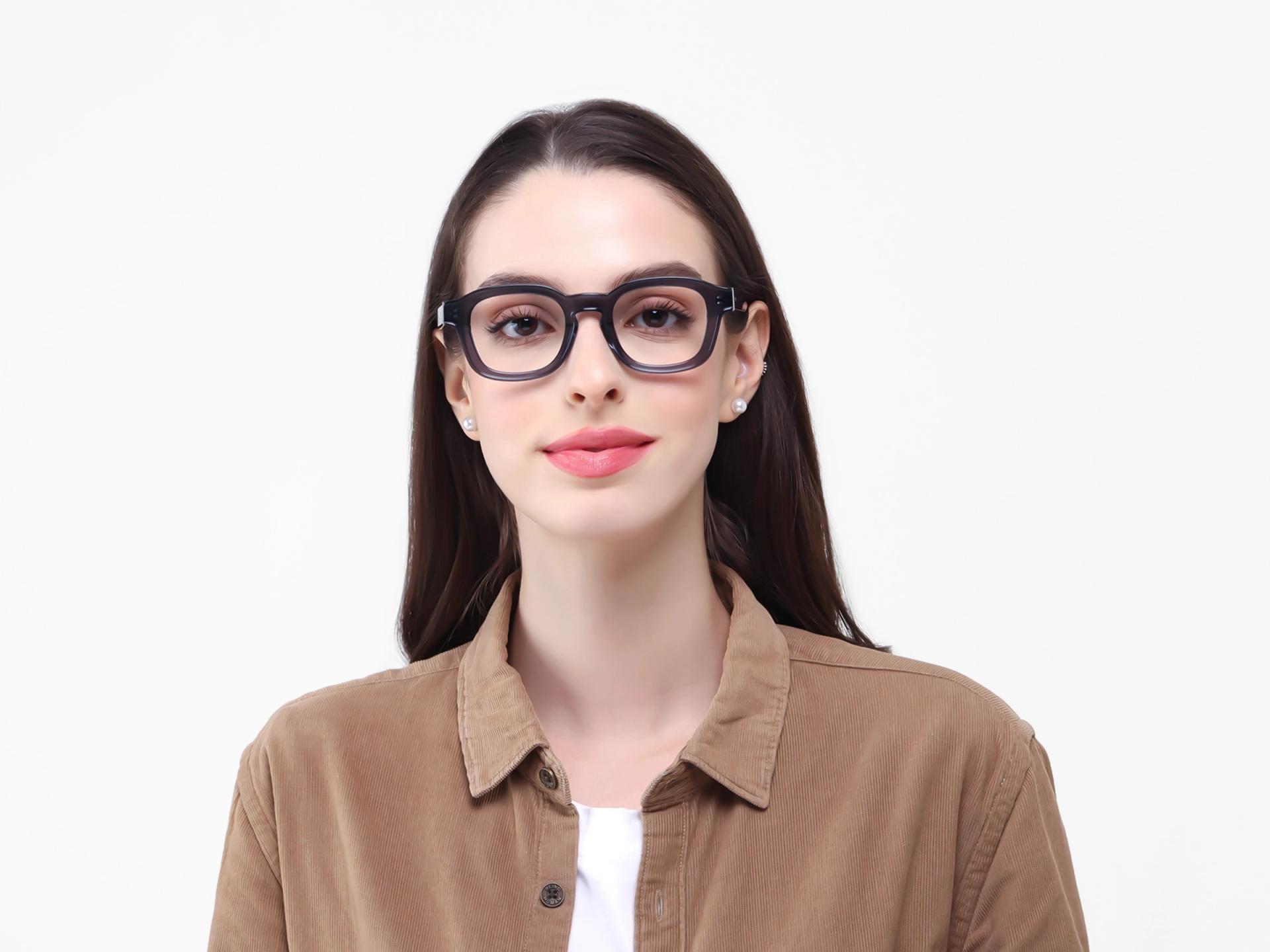 Steel Grey Square Full-Rim Acetate Glasses-1