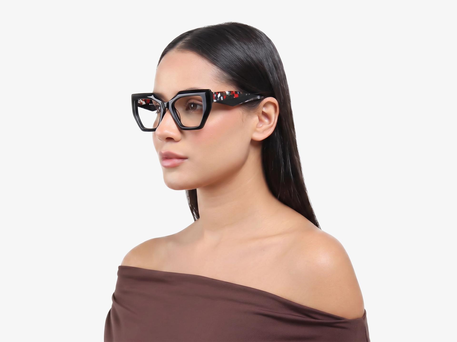 Large Black Thick Geometric Square Glasses