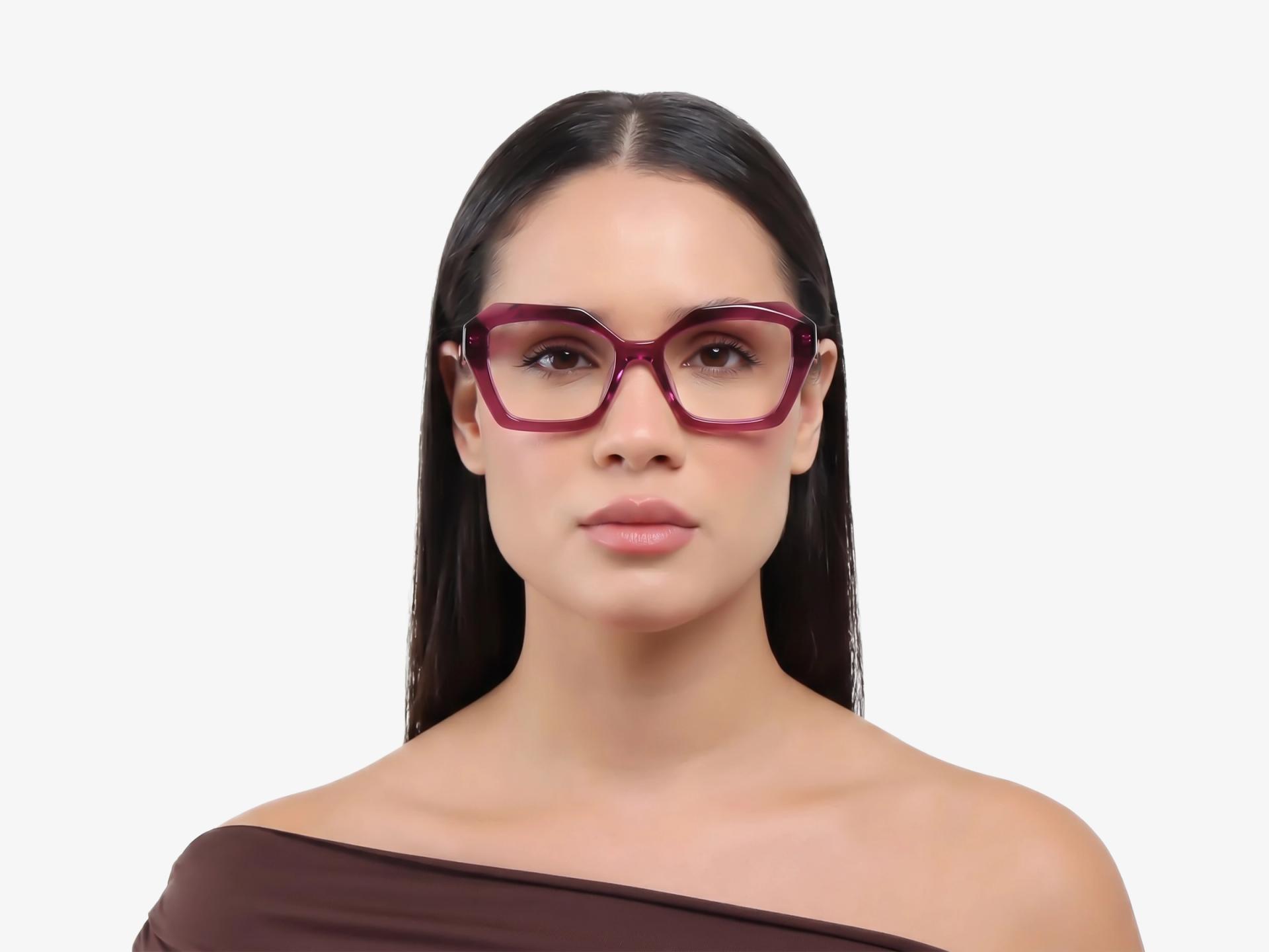 Crystal Plum Square Geometric Acetate Glasses