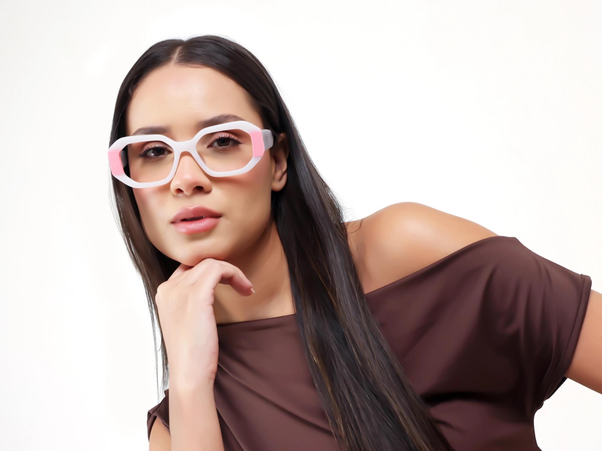 Bone White Thick Fullrim Rectangular Glasses