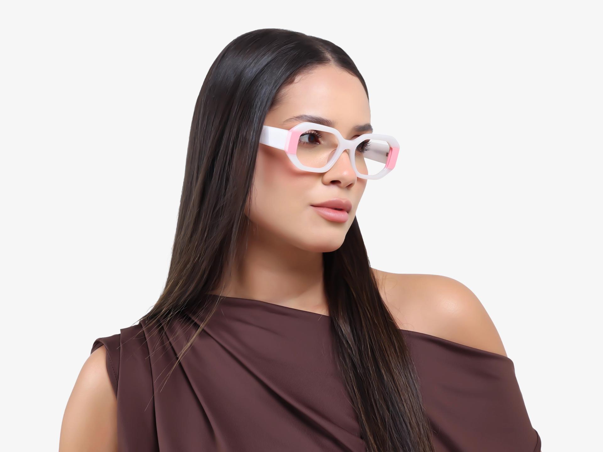 Bone White Thick Fullrim Rectangular Glasses