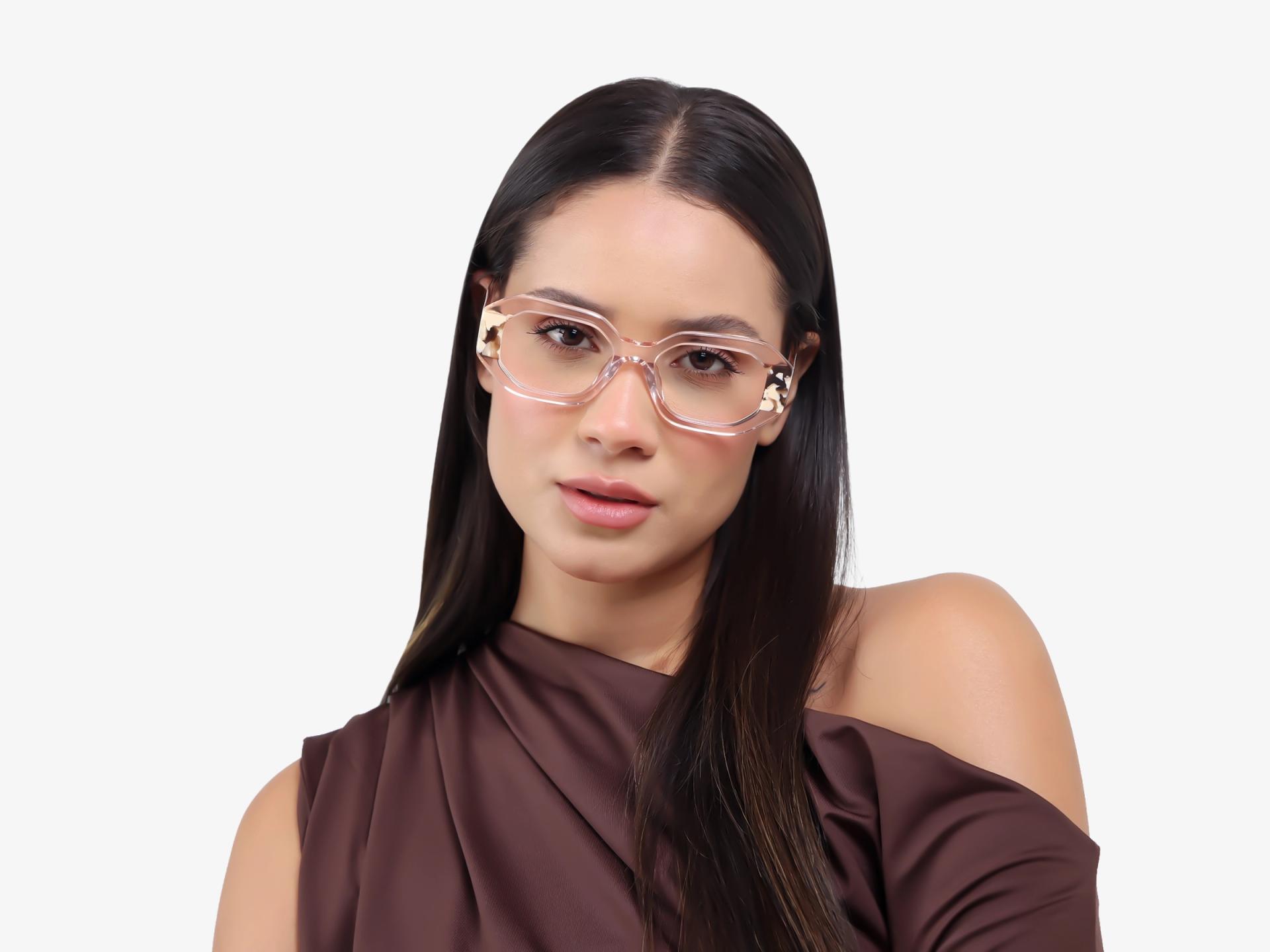 Extralarge Crystal Peach Rectangular Glasses