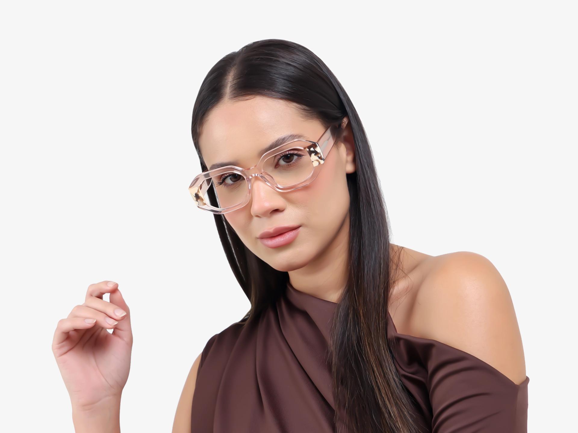 Extralarge Crystal Peach Rectangular Glasses