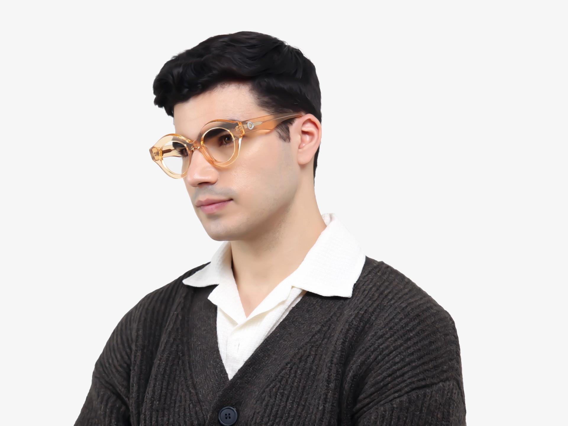 Crystal Orange Thick Round Fullrim Glasses