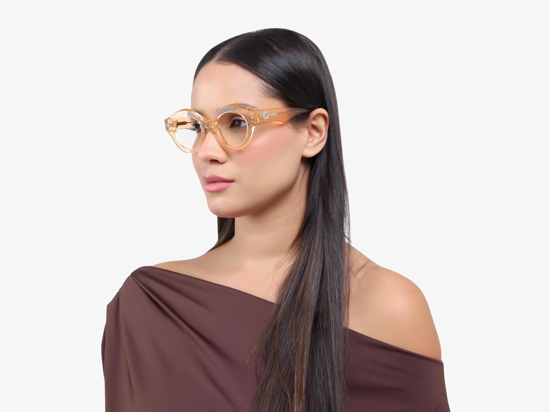 Crystal Orange Thick Round Fullrim Glasses
