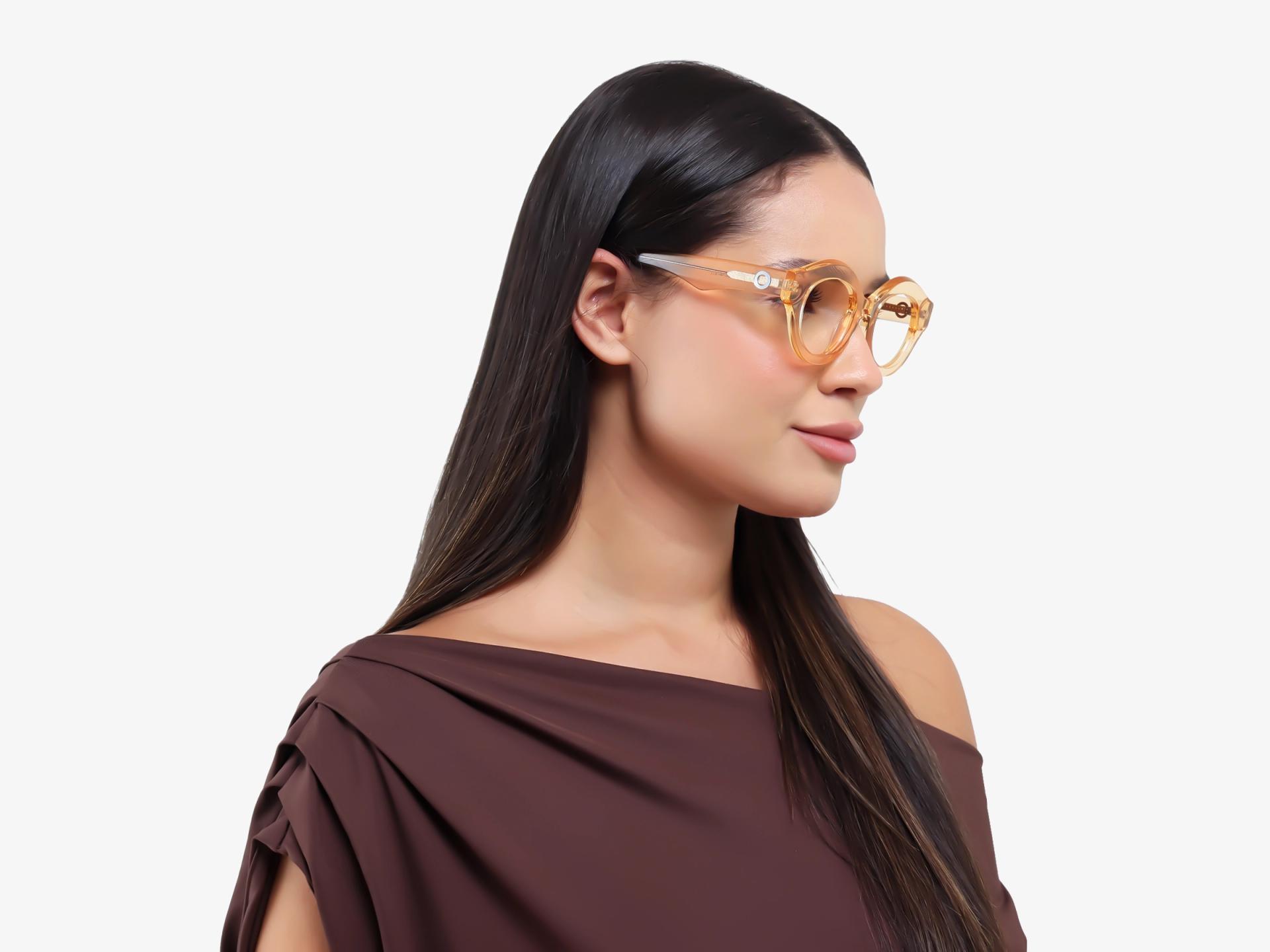 Crystal Orange Thick Round Fullrim Glasses