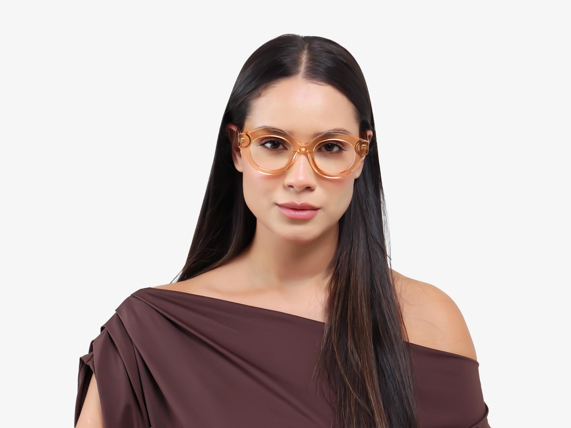Crystal Orange Thick Round Fullrim Glasses