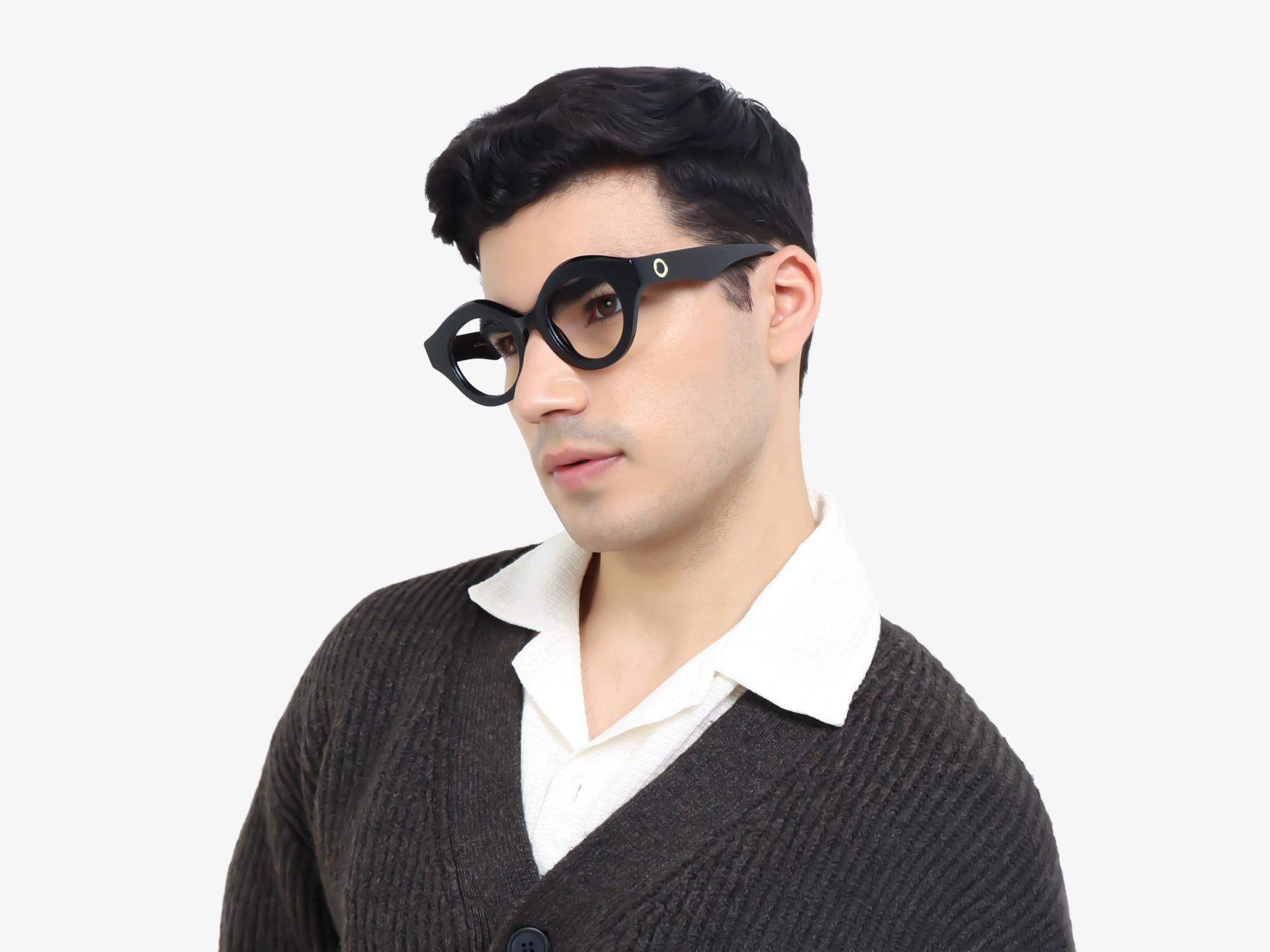 Thick Round Black Fullrim Acetate Glasses