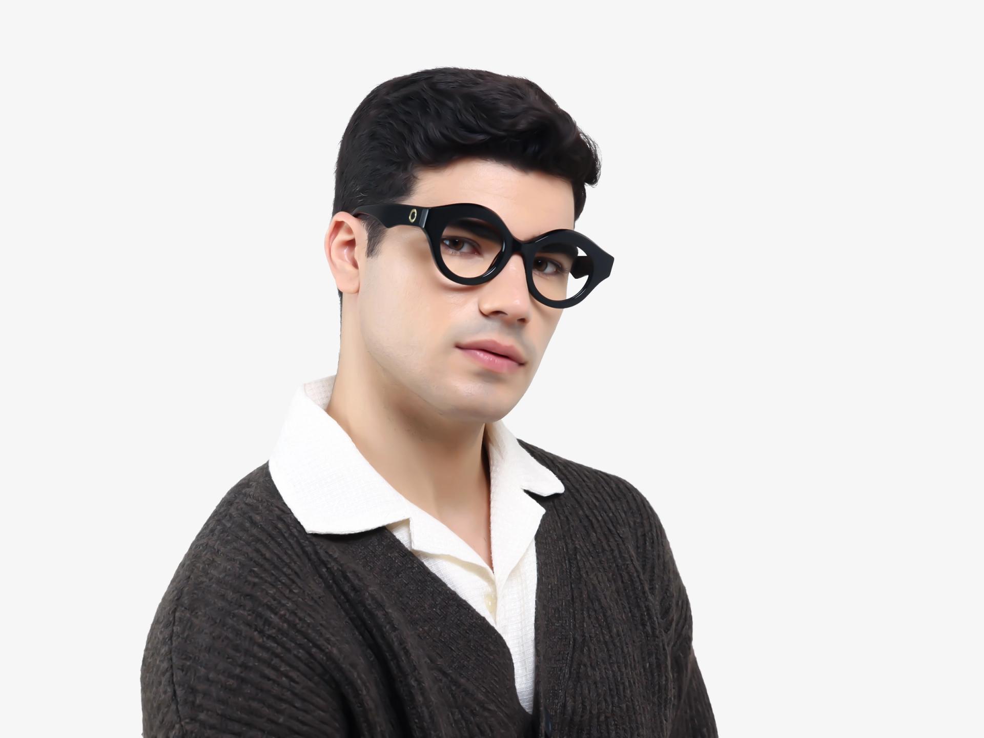 Thick Round Black Fullrim Acetate Glasses