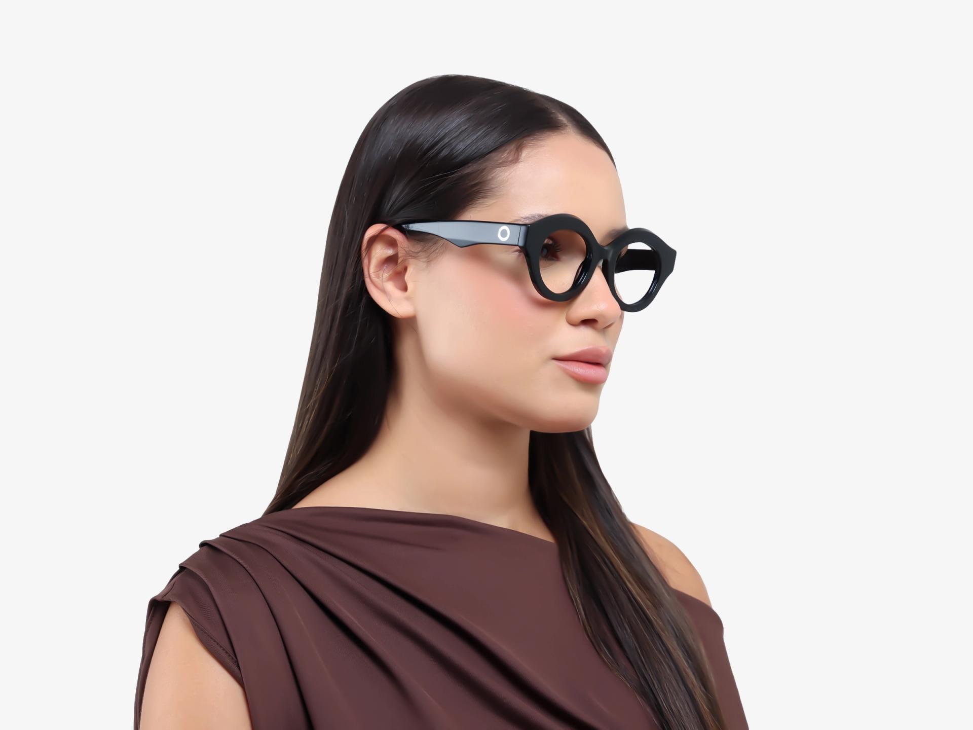 Thick Round Black Fullrim Acetate Glasses