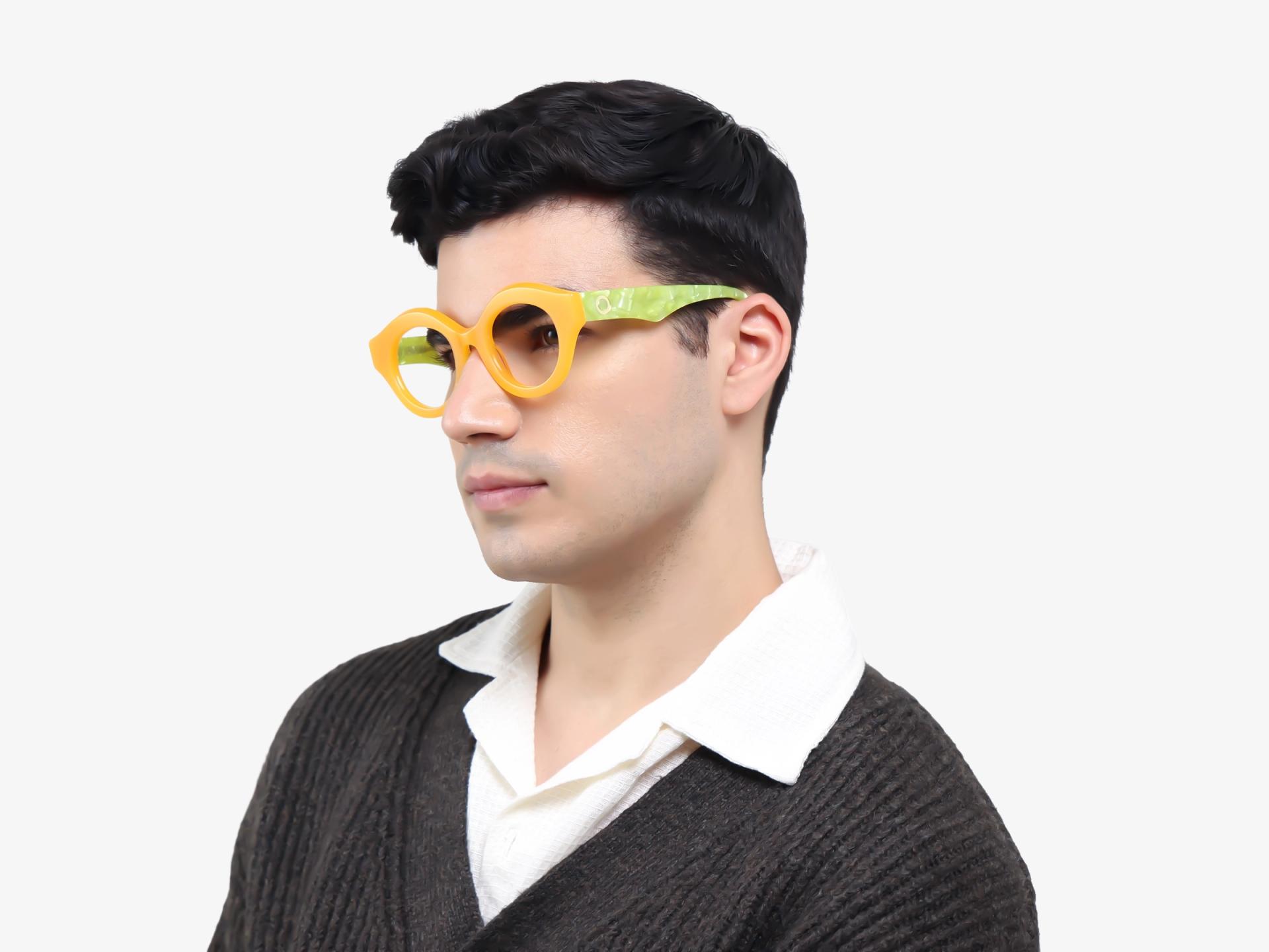 Ochre Thick Round Fullrim Glasses