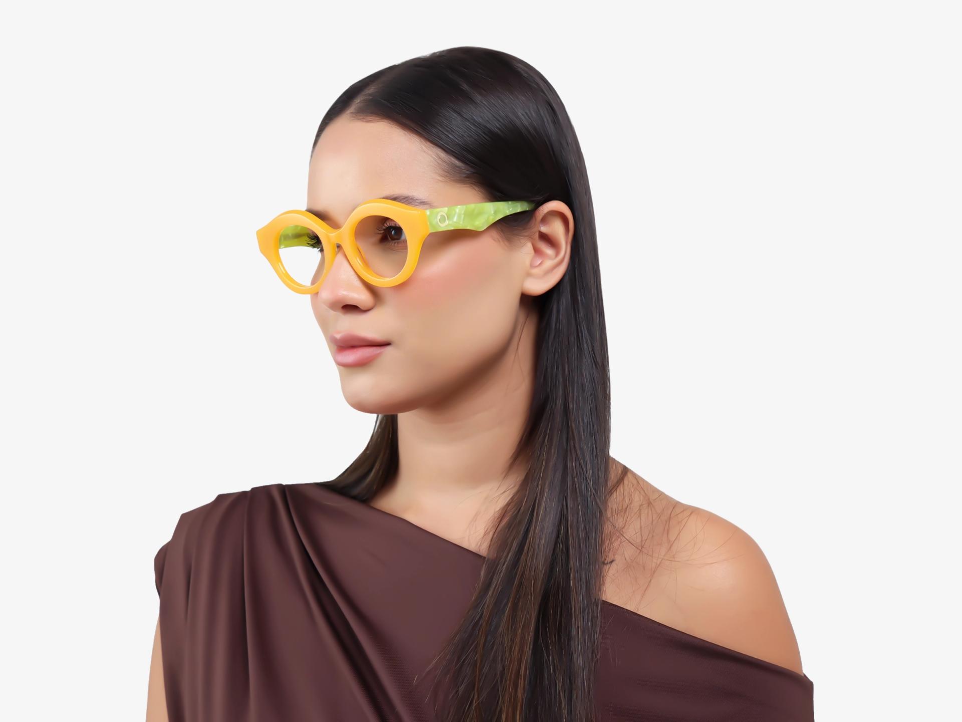 Ochre Thick Round Fullrim Glasses