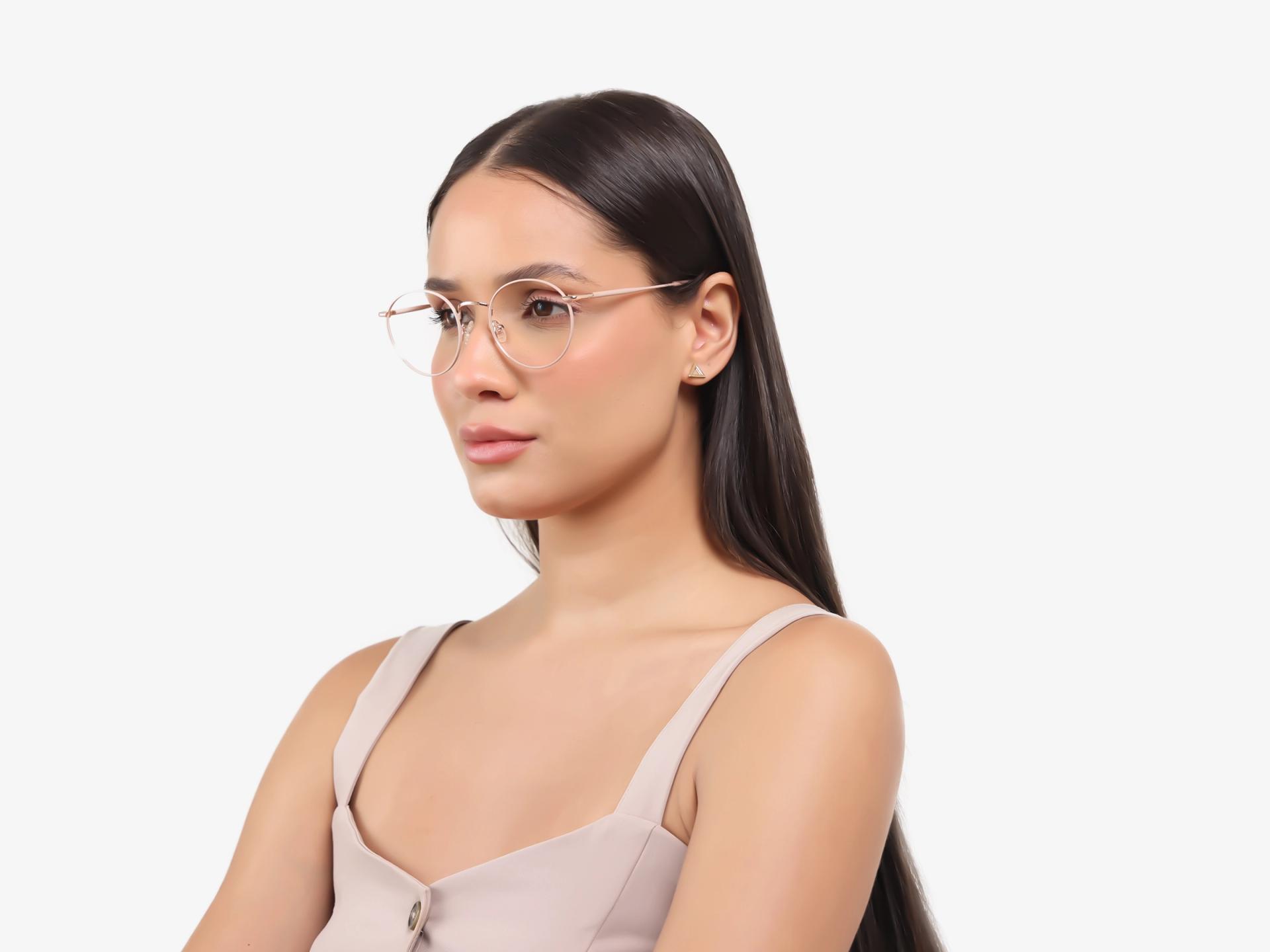 Silver Pink Round Fullrim Glasses For Women-1