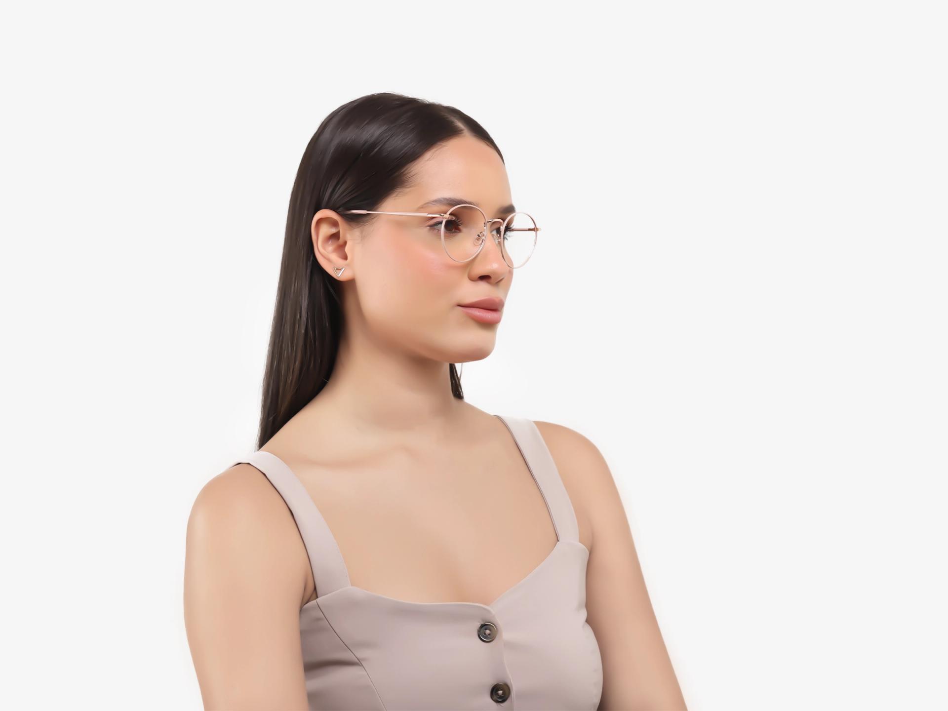 Silver Pink Round Fullrim Glasses For Women-1