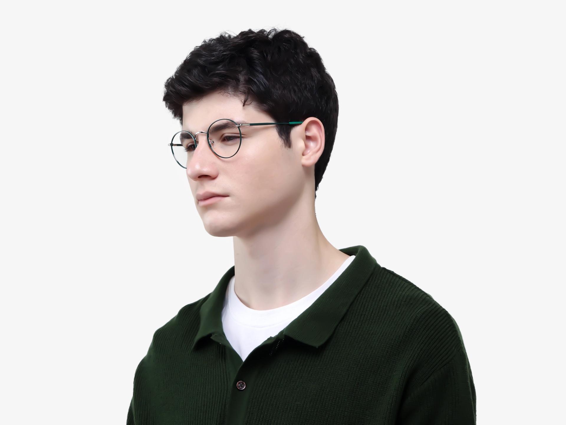 Dark Green Round Metal Fullrim Glasses-1