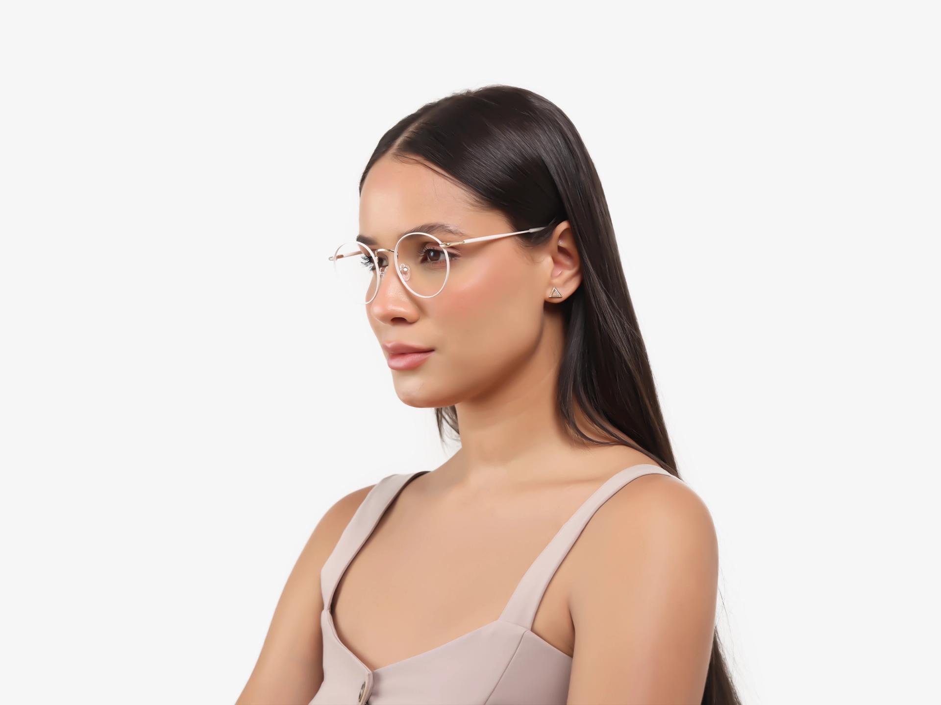 White Round Metal Fullrim Glasses-1