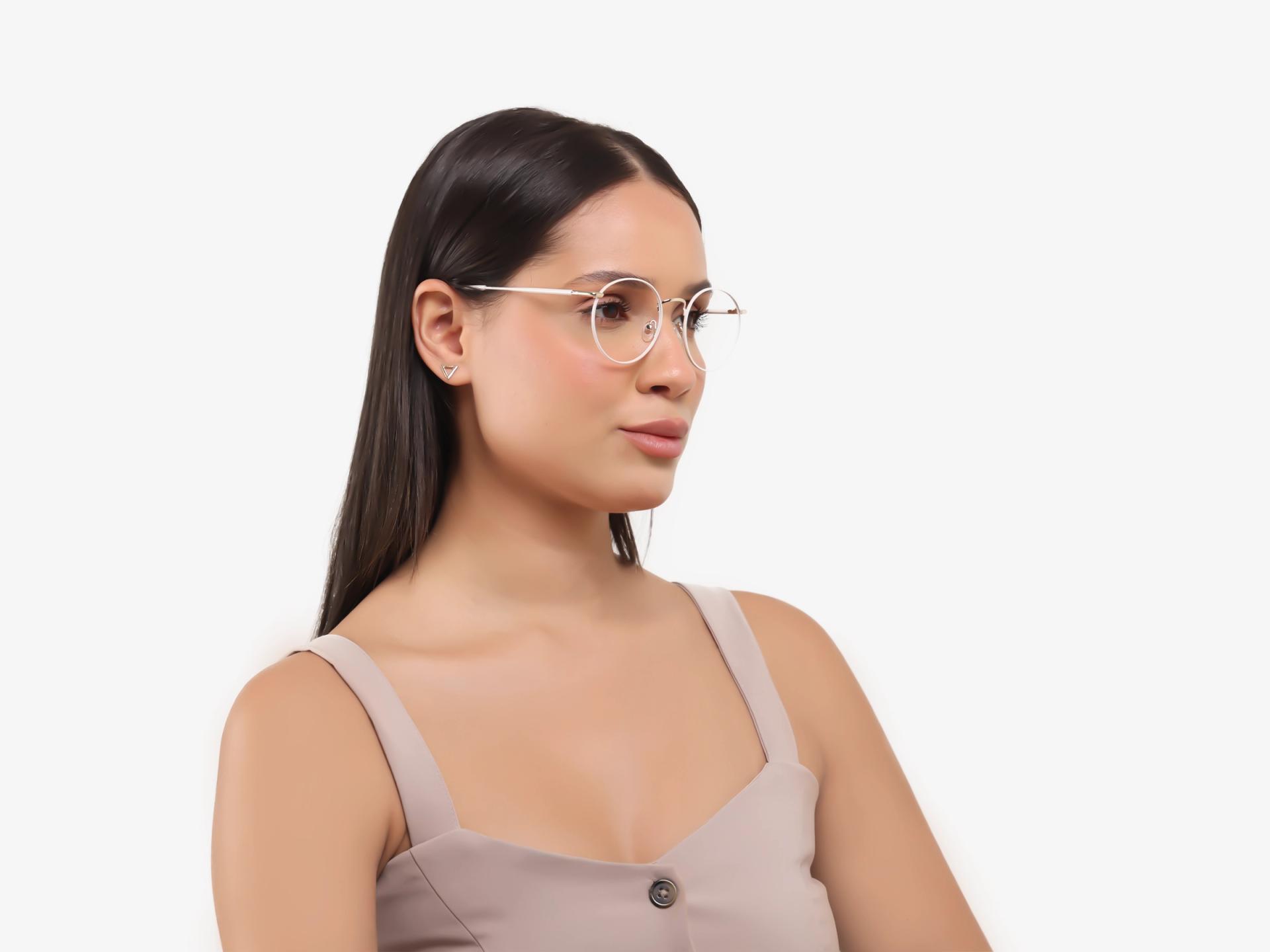 White Round Metal Fullrim Glasses-1