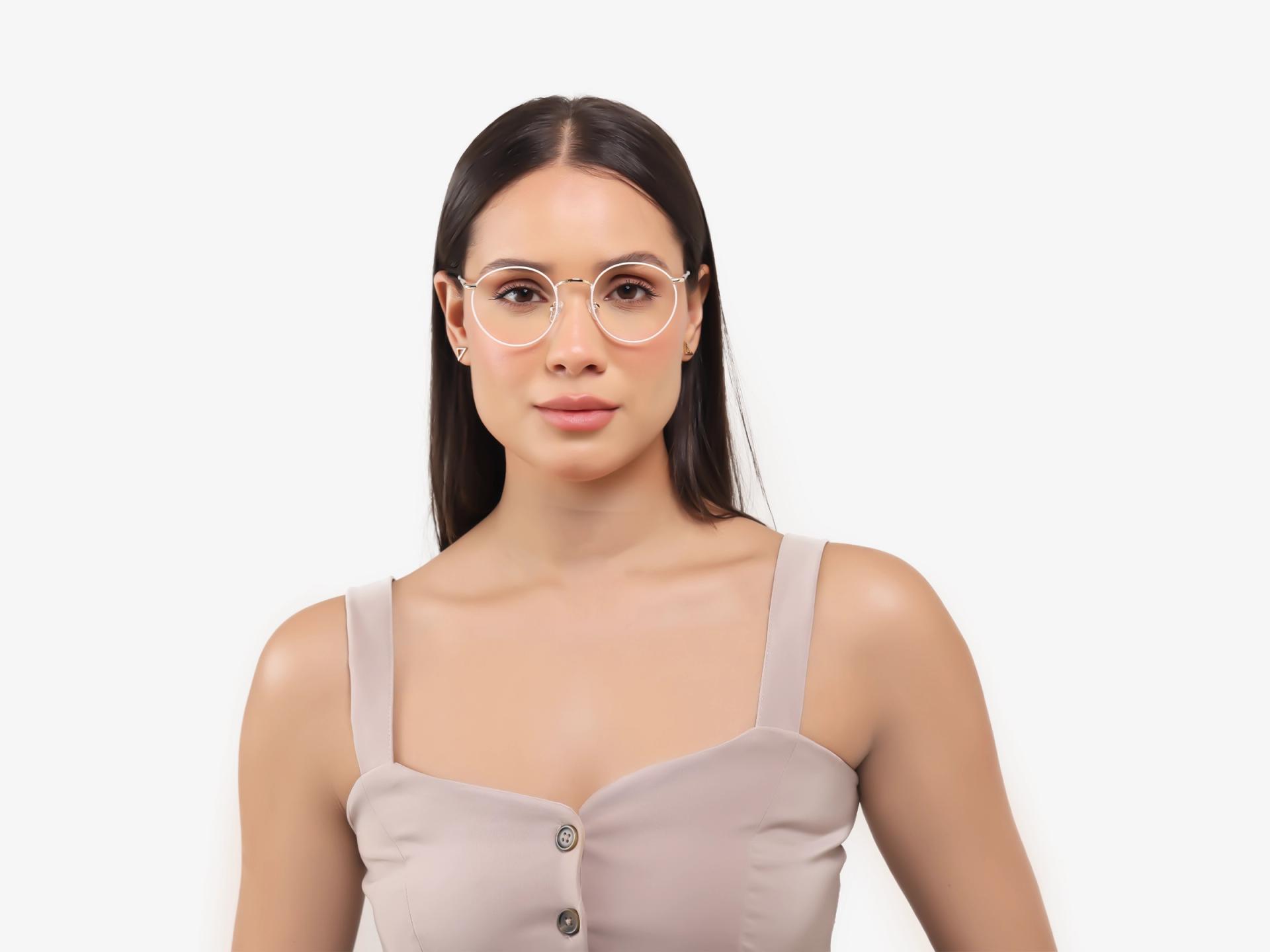 White Round Metal Fullrim Glasses-1