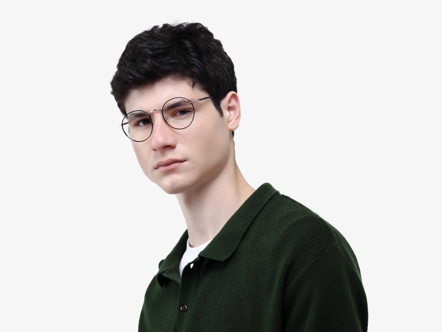 Black Round Metal Fullrim Glasses-1