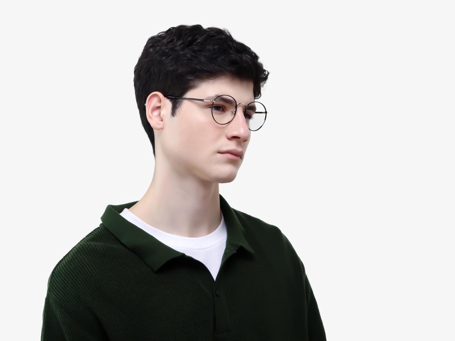 Black Round Metal Fullrim Glasses-1
