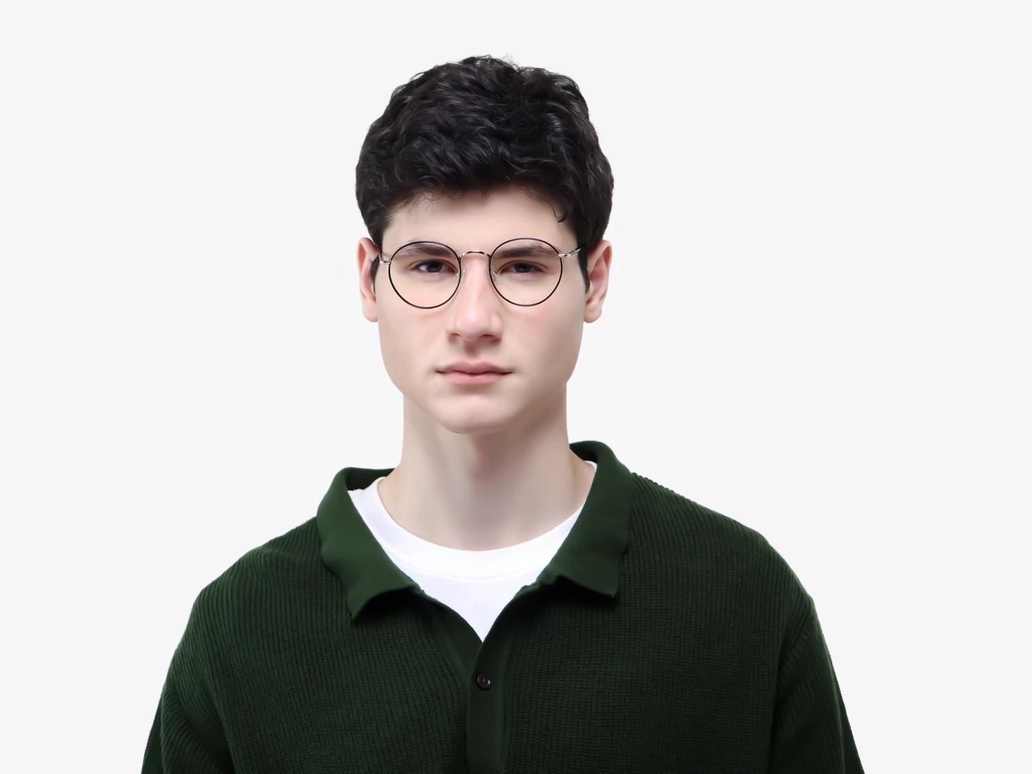 Black Round Metal Fullrim Glasses-1