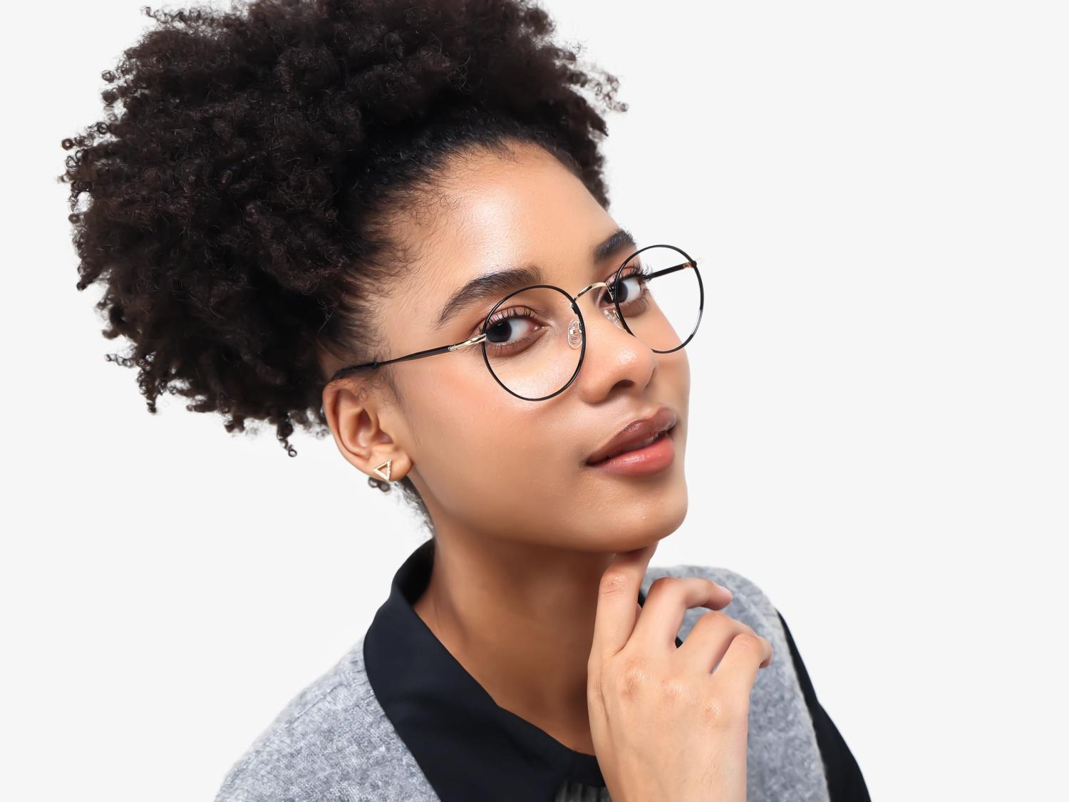 Black Round Metal Fullrim Glasses-1