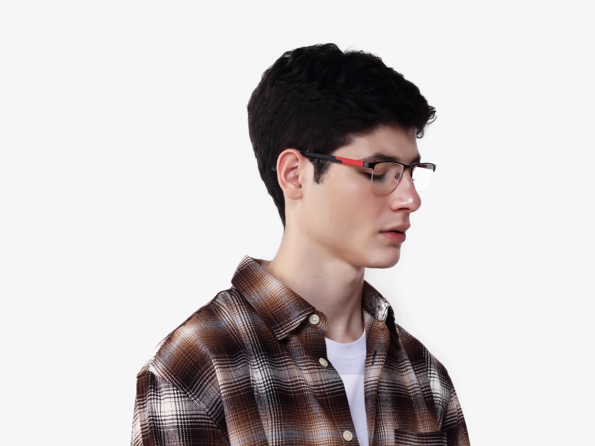 Black Metal Halfrim Rectangle Glasses-1