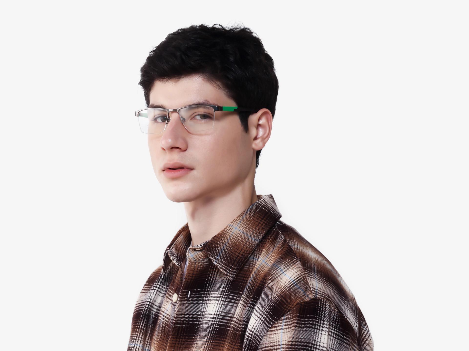 Gunmetal Halfrim Rectangle Glasses With Nose Pad-1