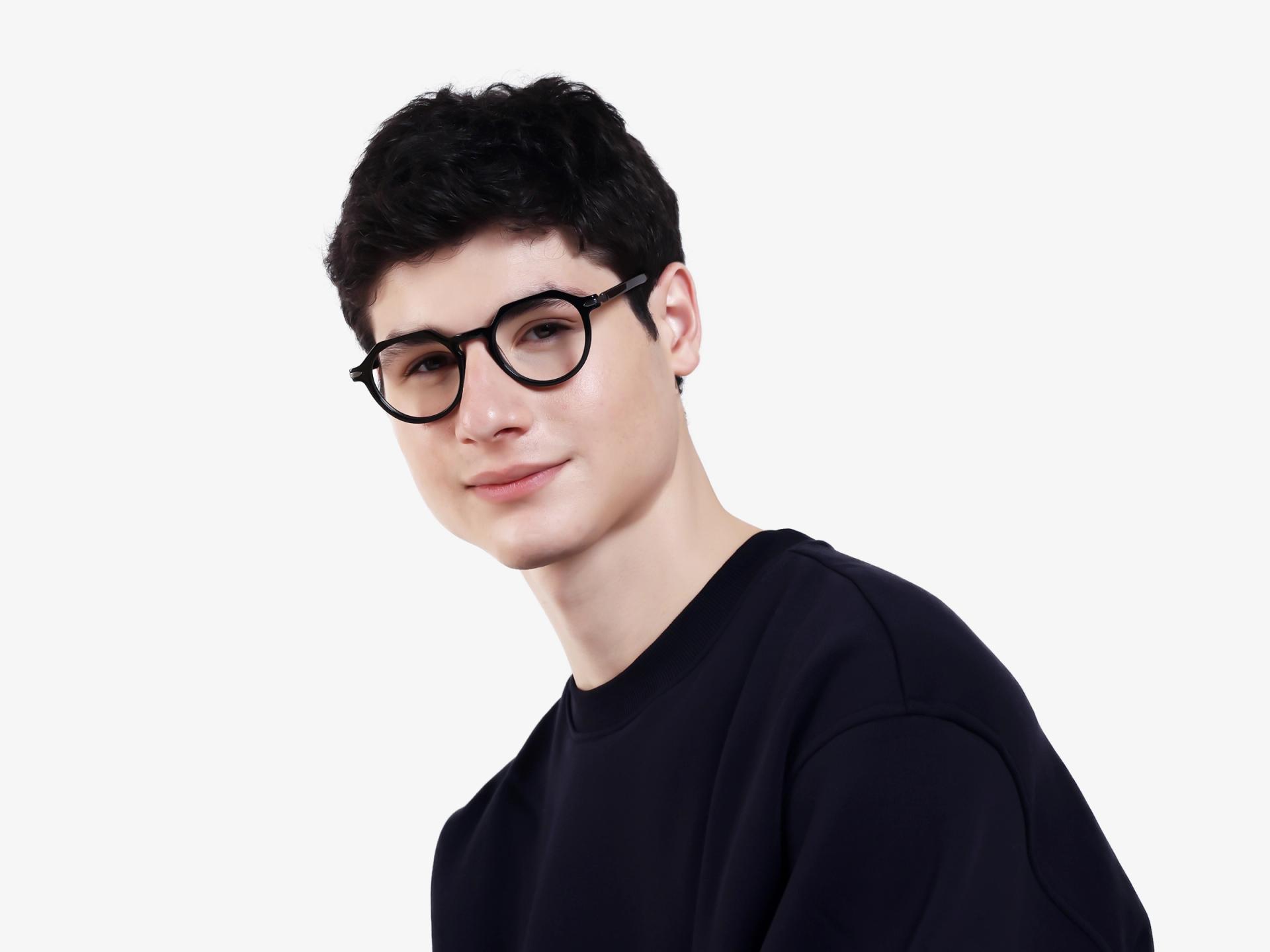 Black Round Keyhole-Bridge Glasses-1
