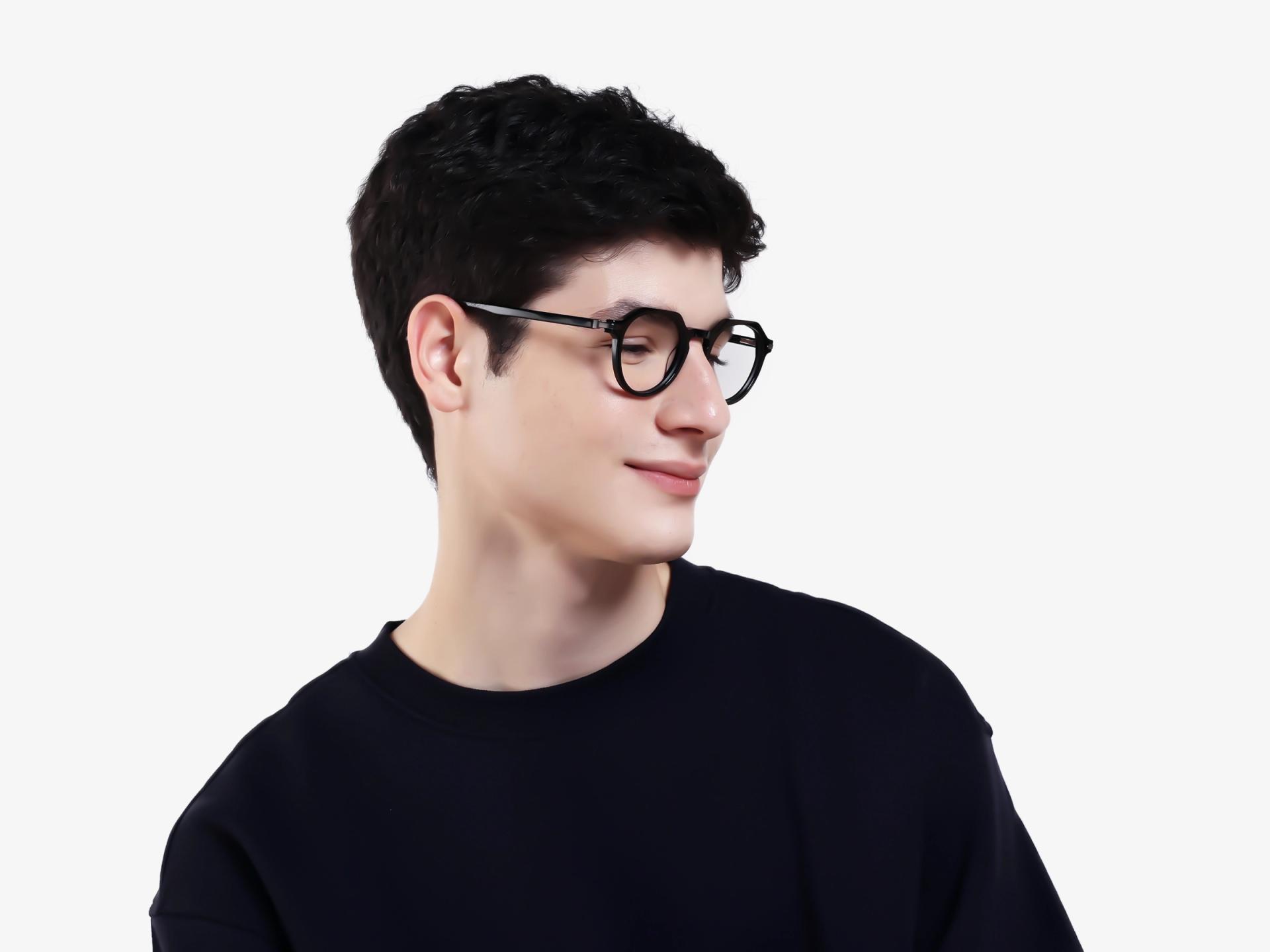Black Round Keyhole-Bridge Glasses-1