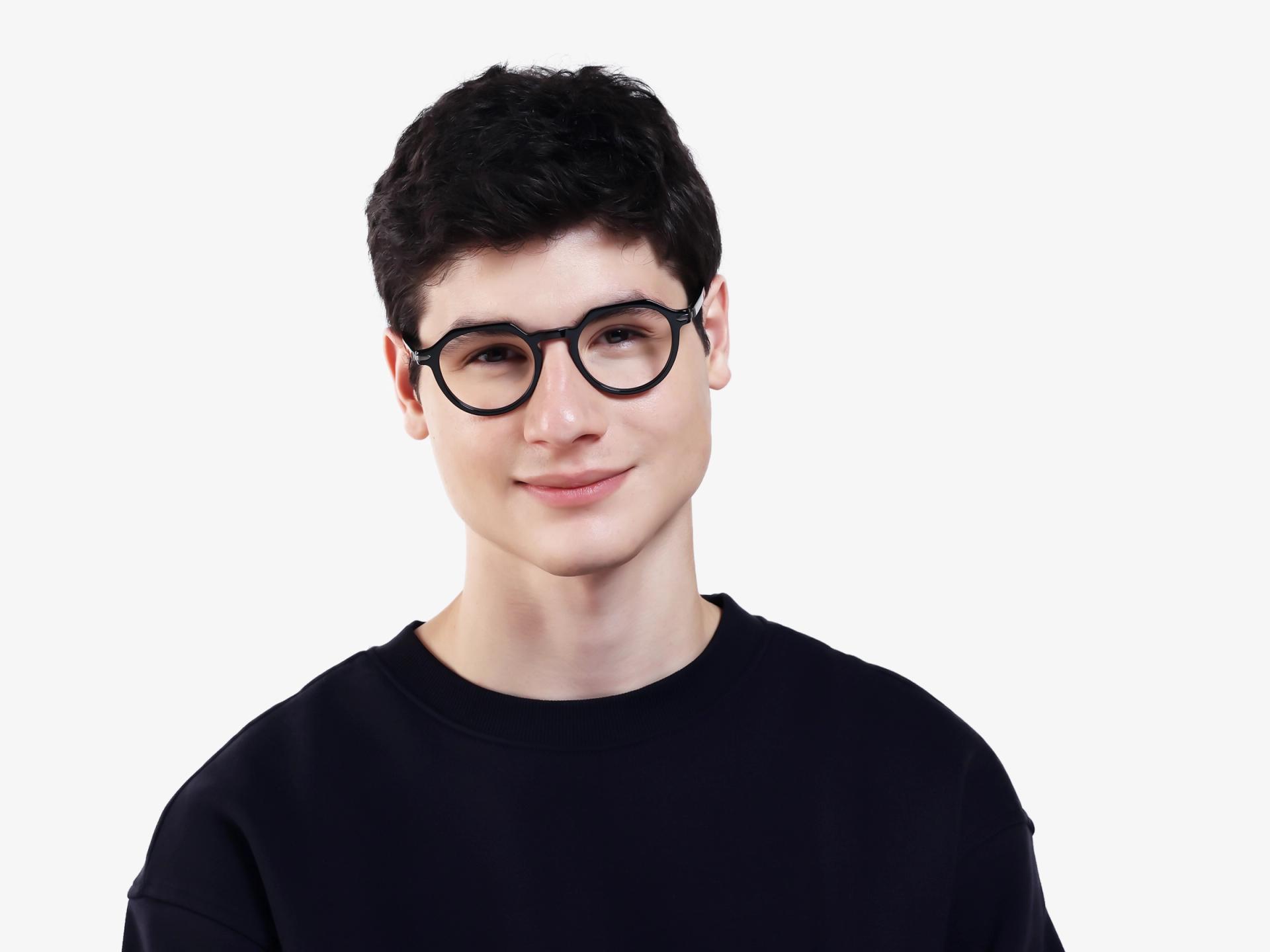 Black Round Keyhole-Bridge Glasses-1