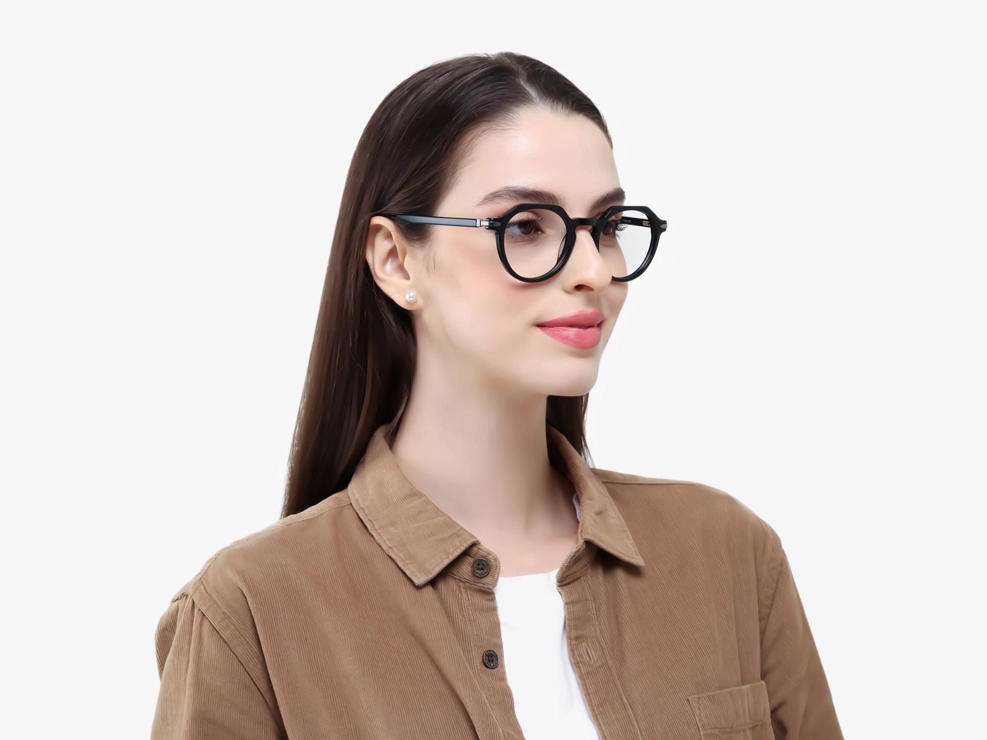 Black Round Keyhole-Bridge Glasses-1