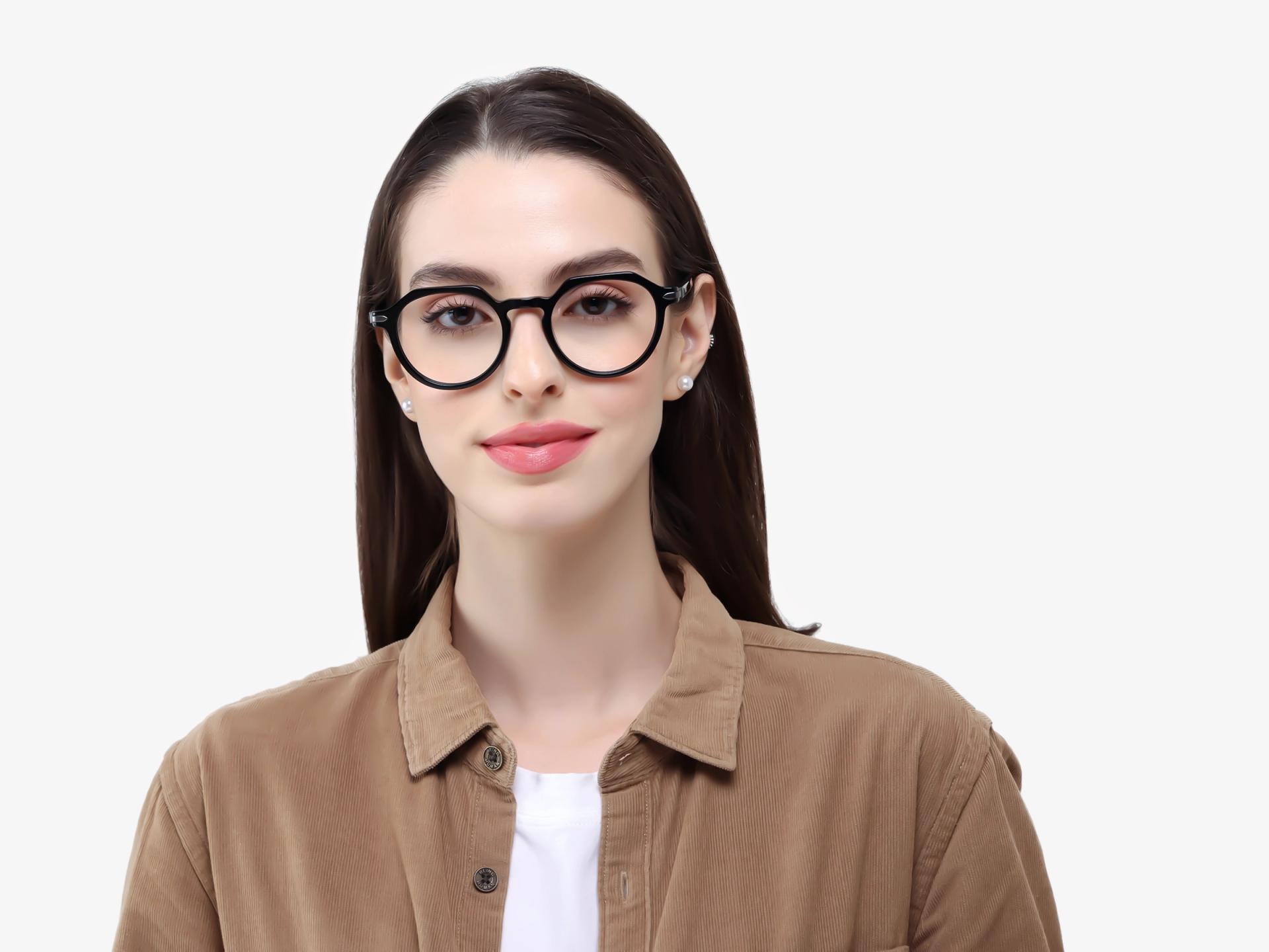 Black Round Keyhole-Bridge Glasses-1