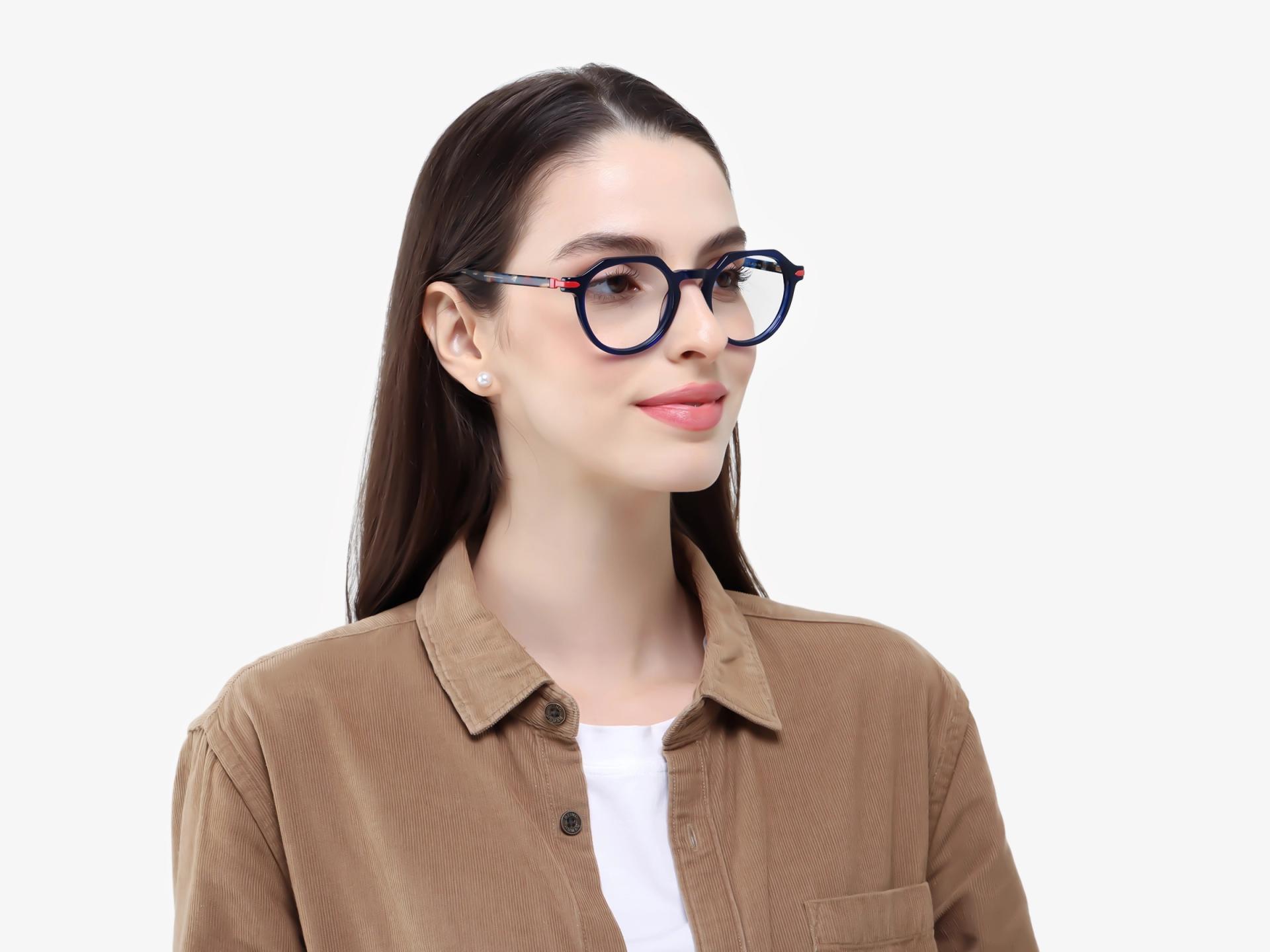 Crystal Blue Round Keyhole-Bridge Glasses-1