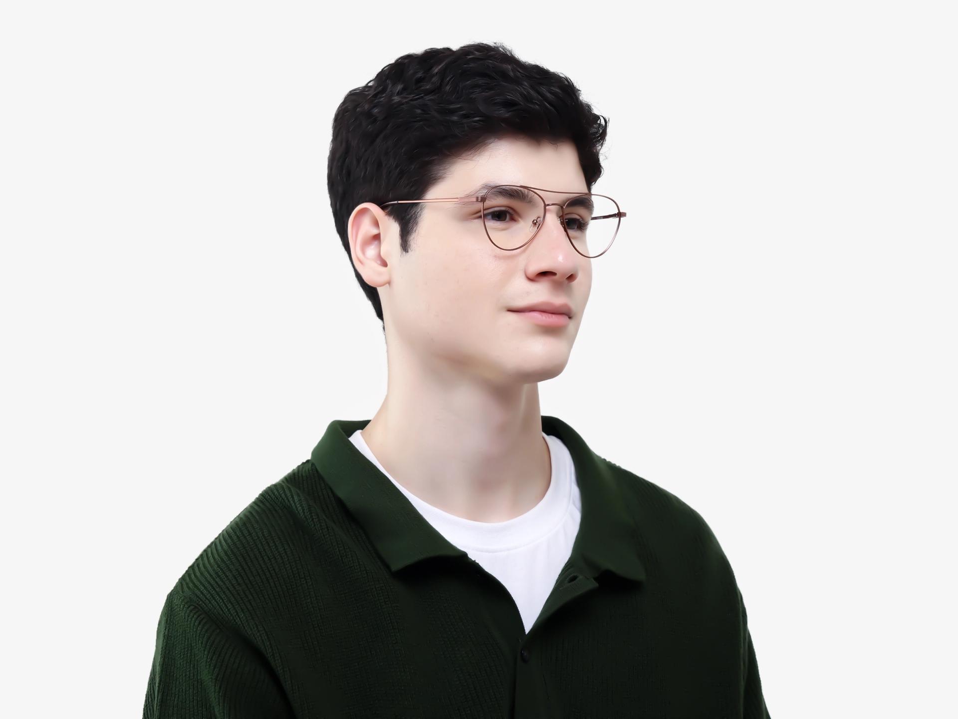 Copper Brown Pilot Metal Glasses-1