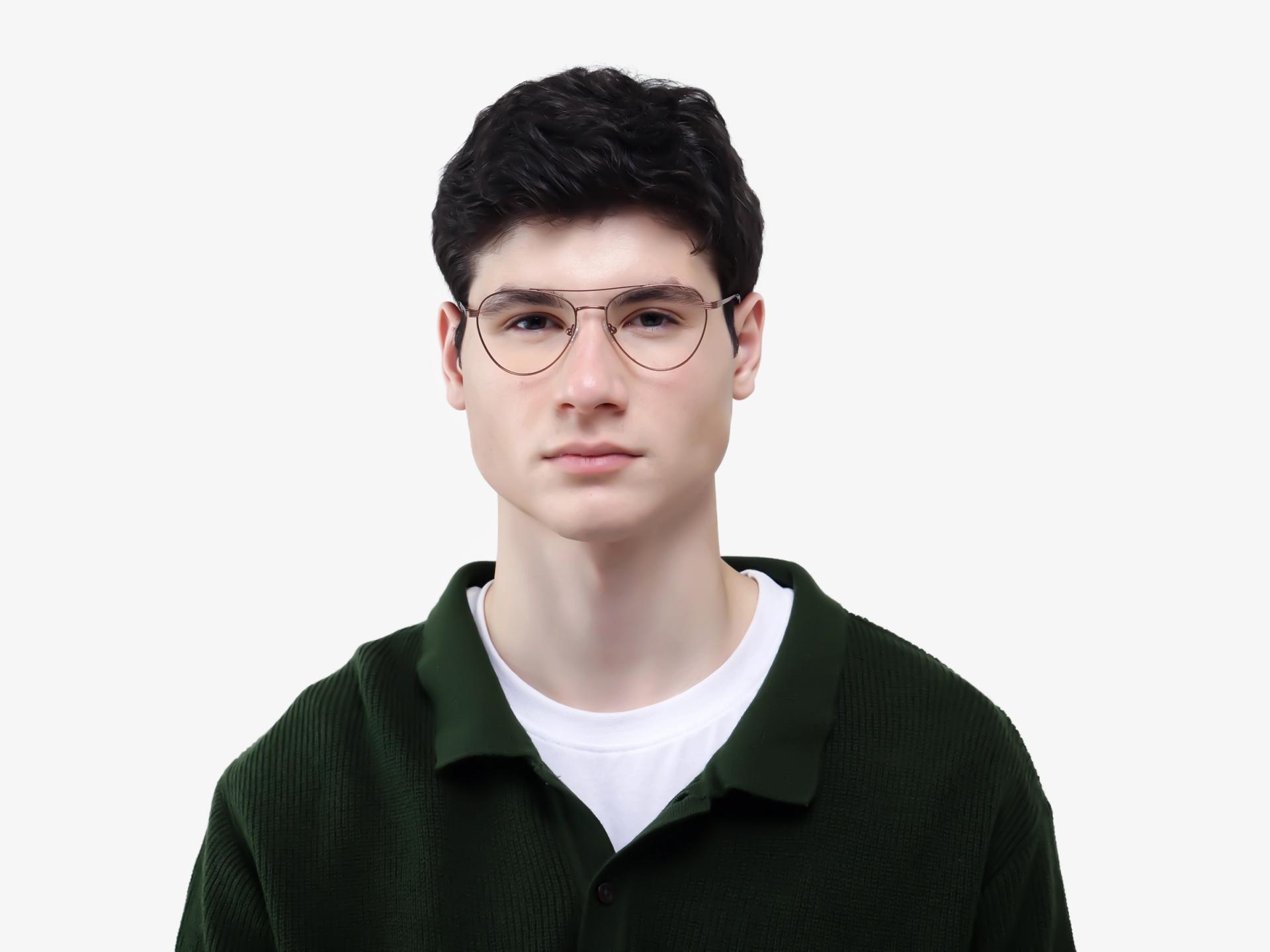 Copper Brown Pilot Metal Glasses-1