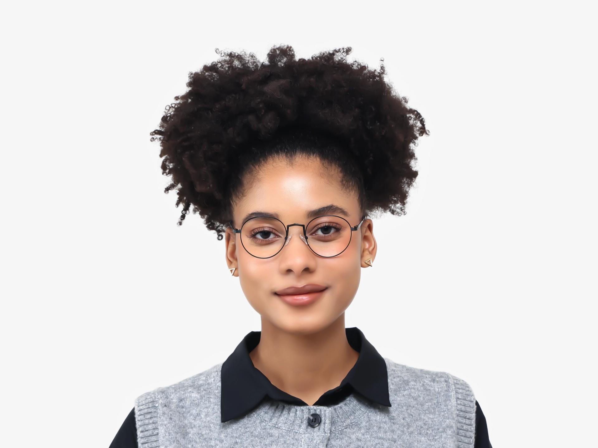 Black Round Glasses With Nose Pad-1
