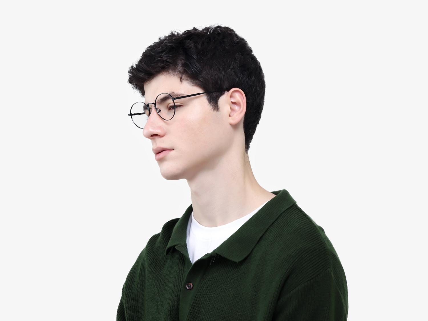 Black Round Glasses With Nose Pad-1