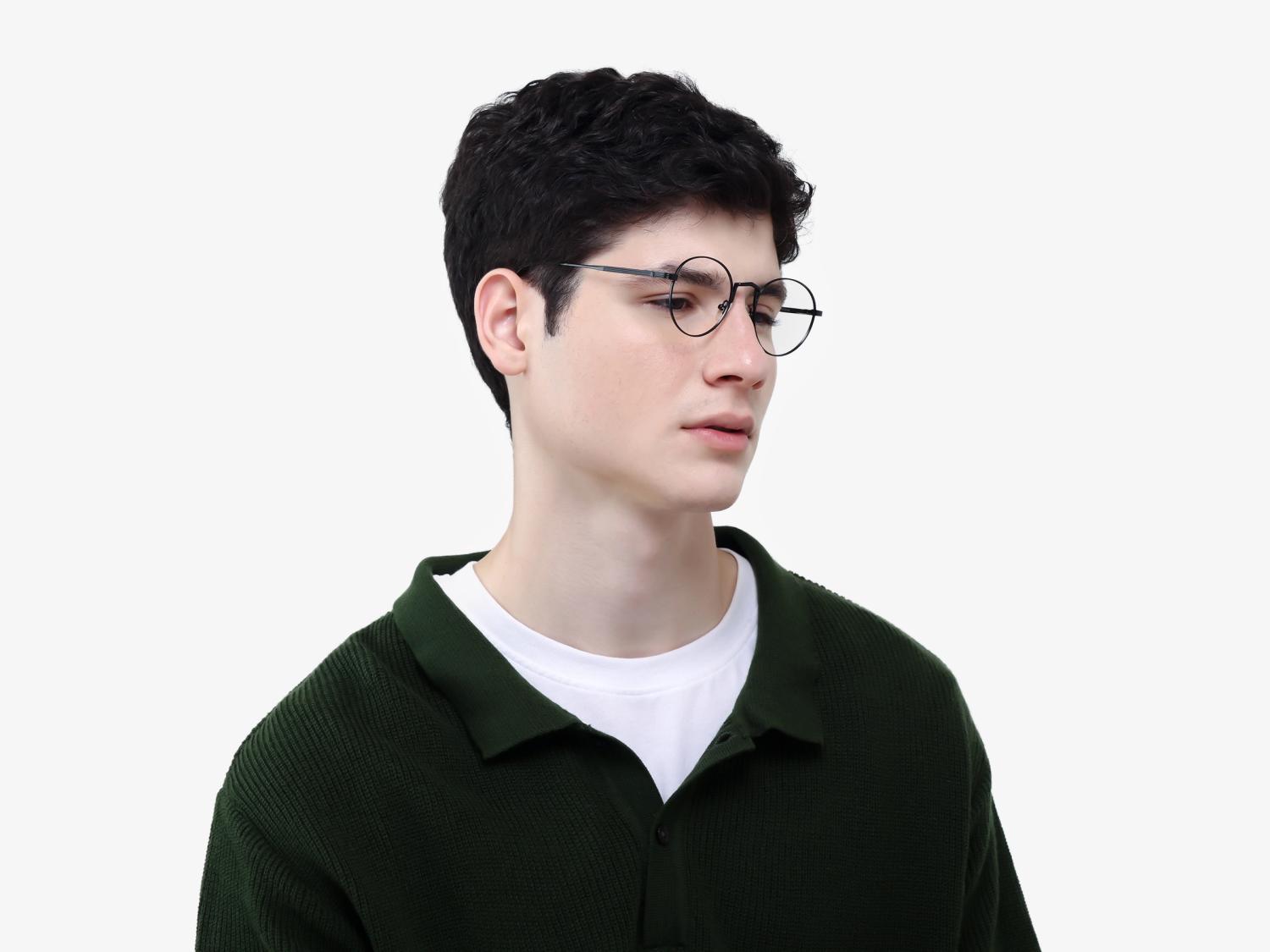 Black Round Glasses With Nose Pad-1
