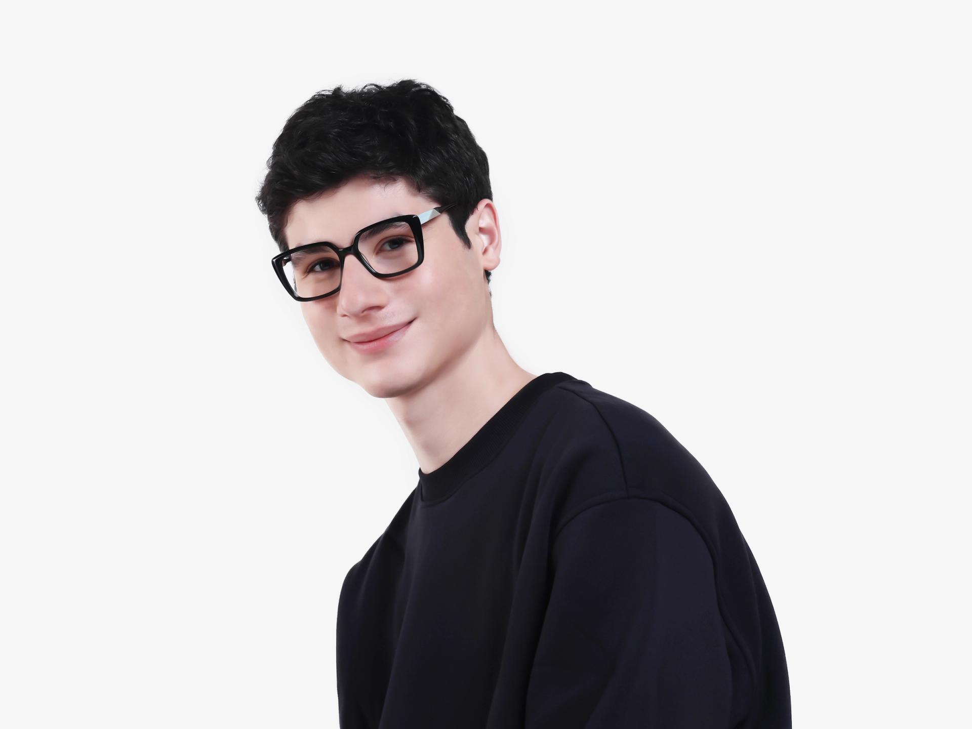 Black Square Full-Rim Acetate Glasses-1