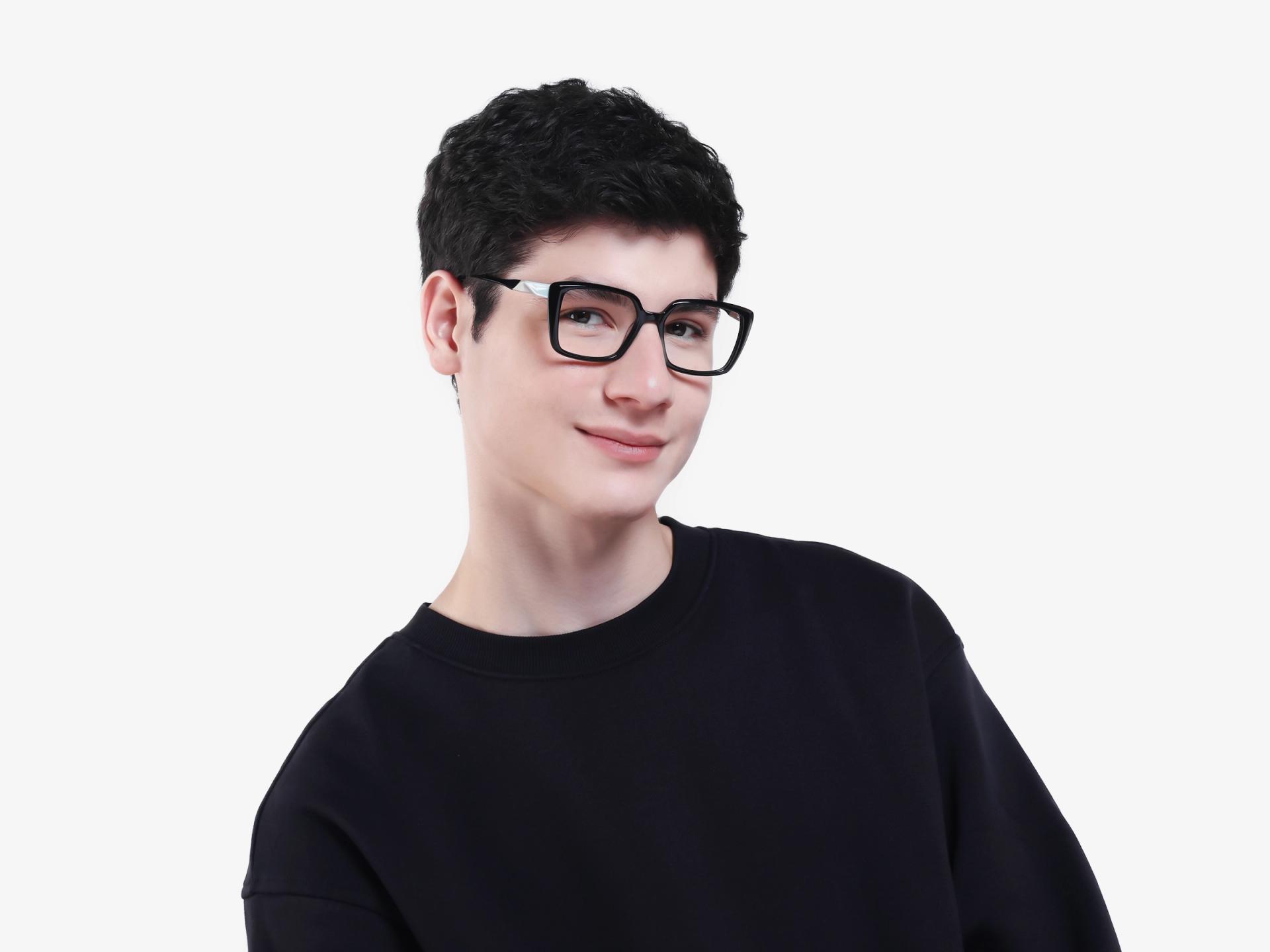 Black Square Full-Rim Acetate Glasses-1