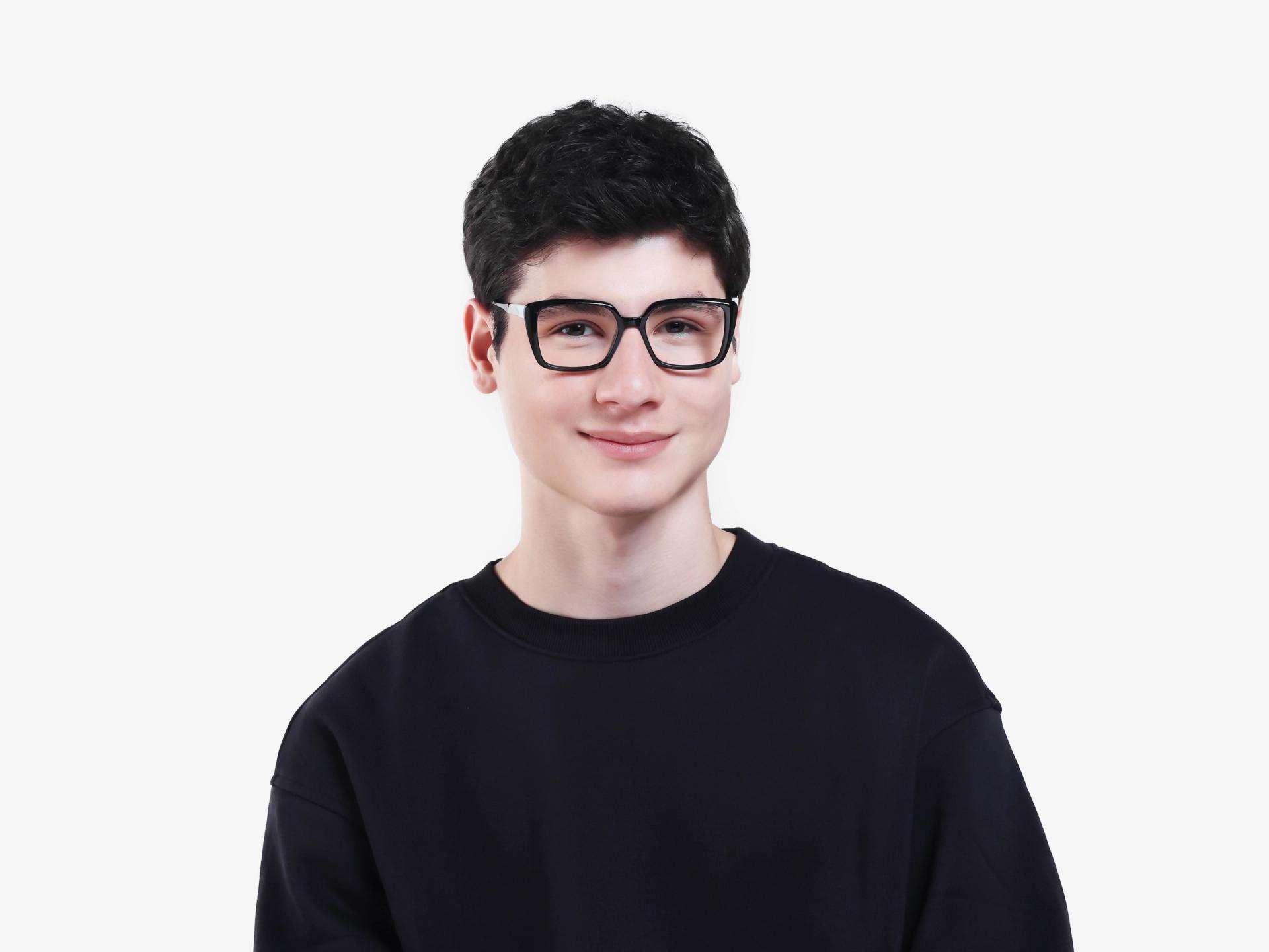 Black Square Full-Rim Acetate Glasses-1