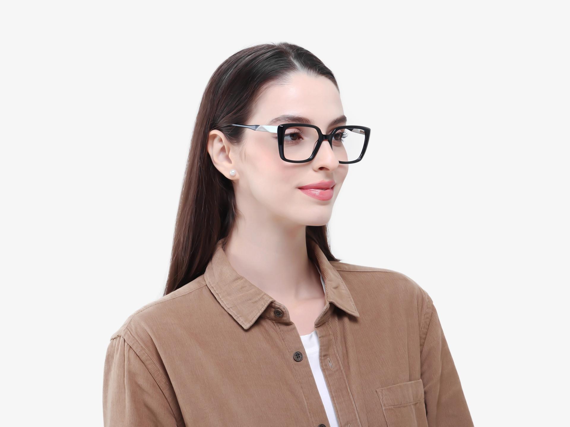 Black Square Full-Rim Acetate Glasses-1