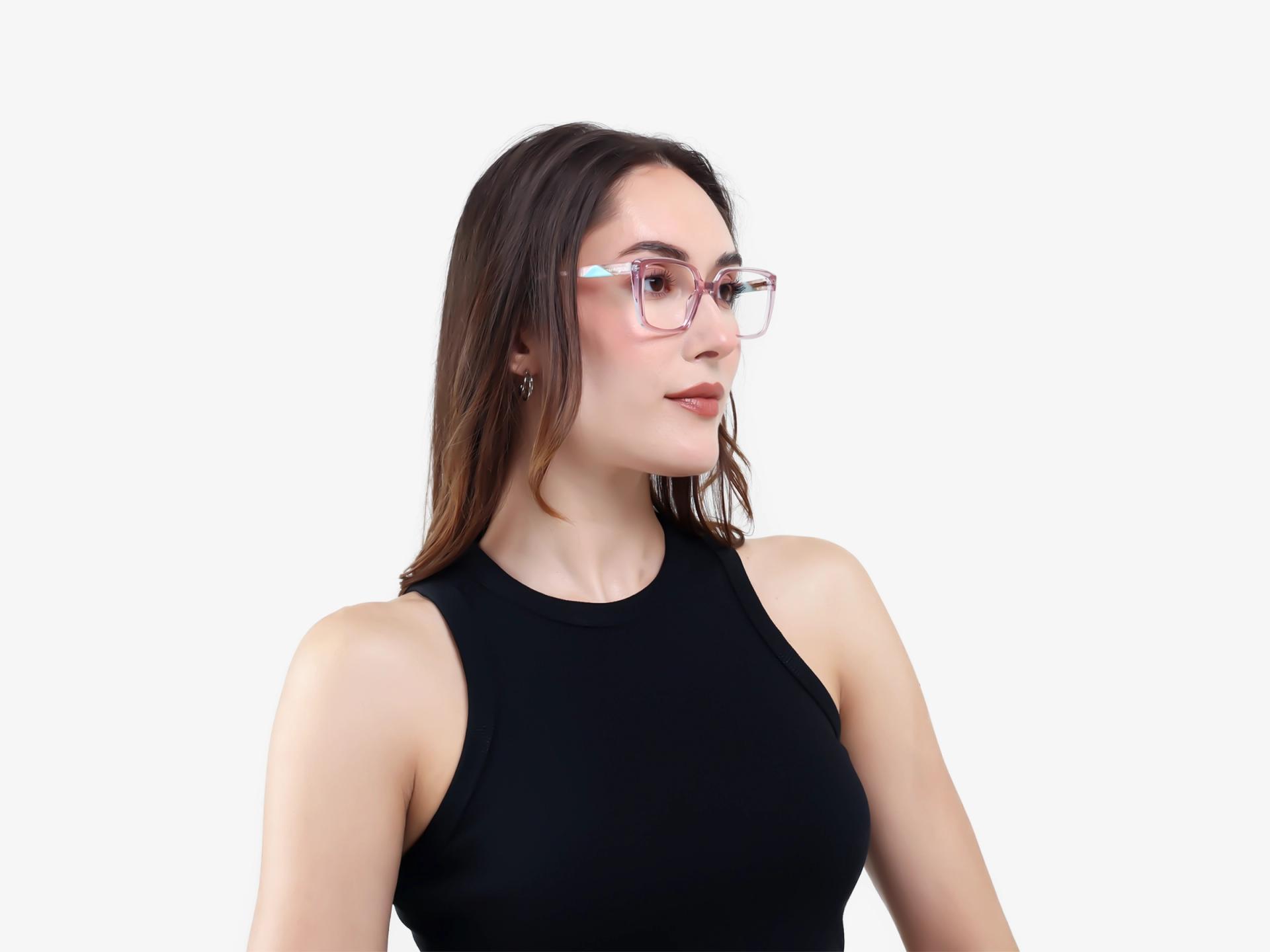Crystal Pink Square Fullrim Glasses-1