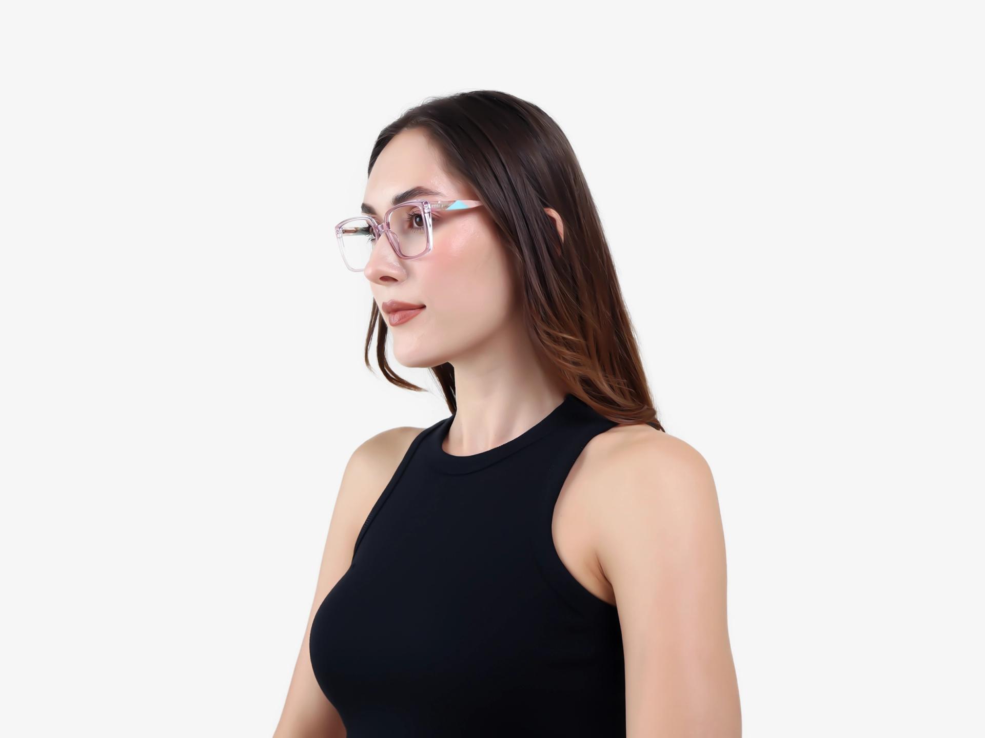 Crystal Pink Square Fullrim Glasses-1