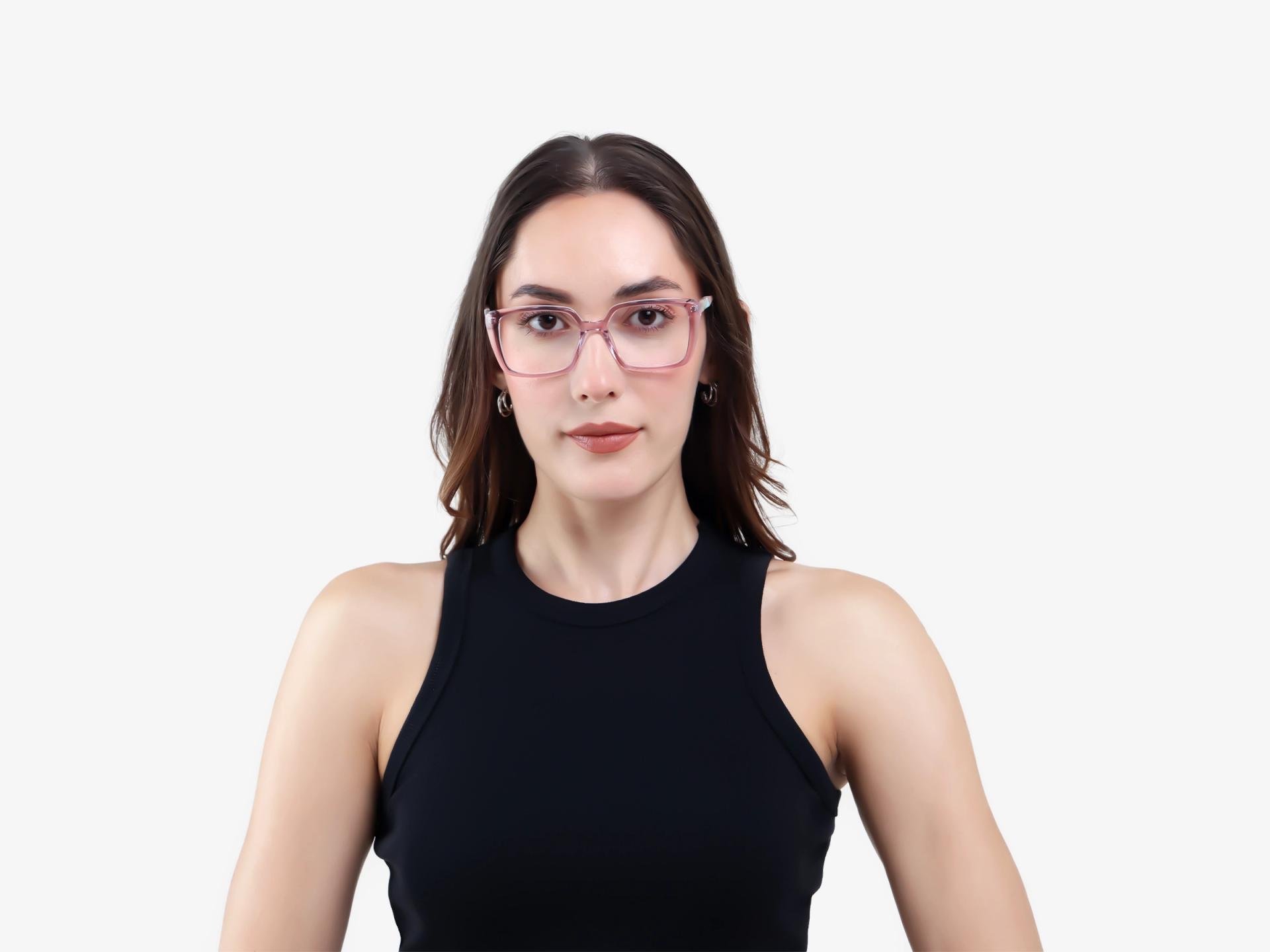 Crystal Pink Square Fullrim Glasses-1