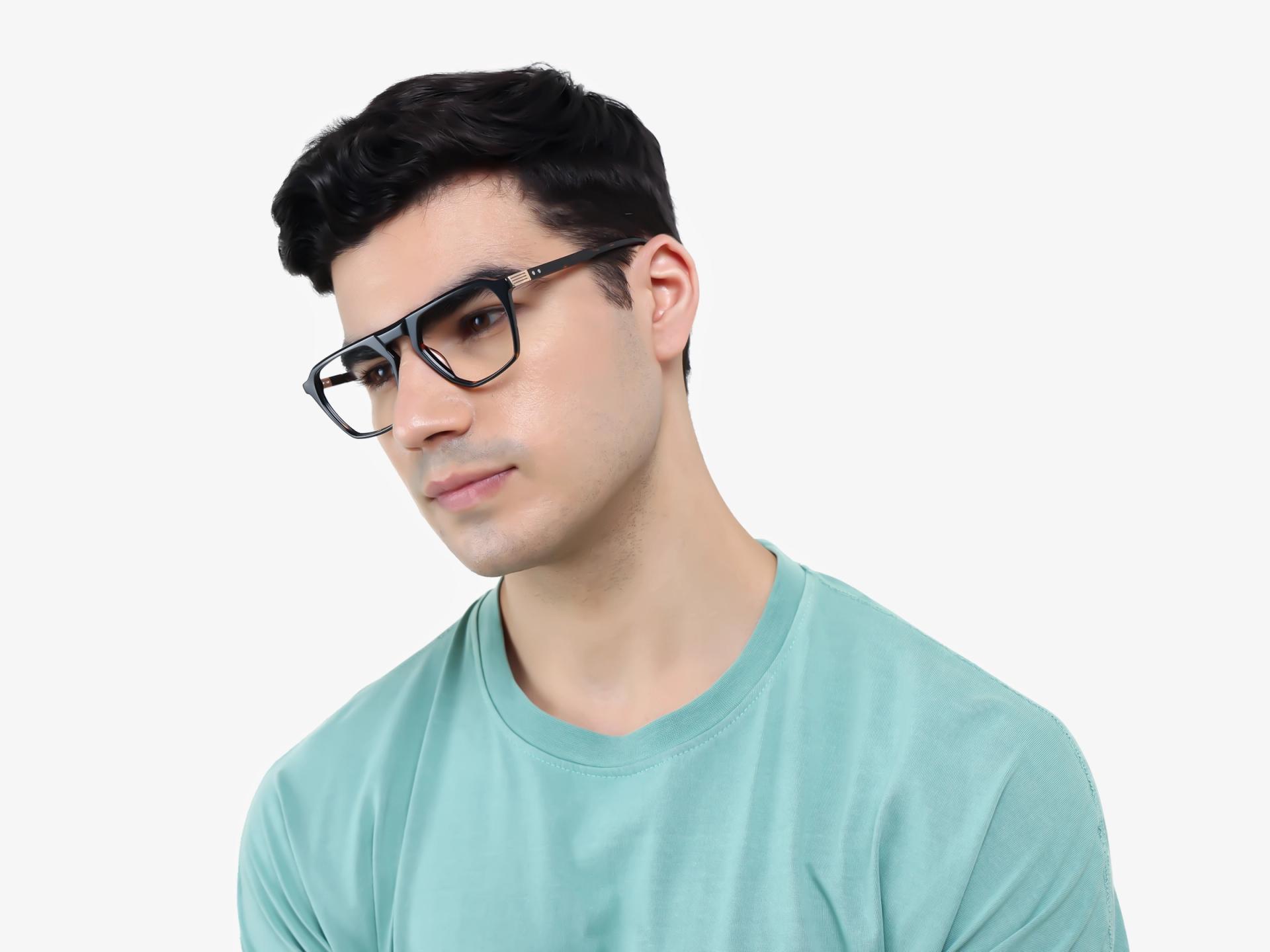 Dark Tortoise Pilot Flat Top Full-Rim Glasses-1
